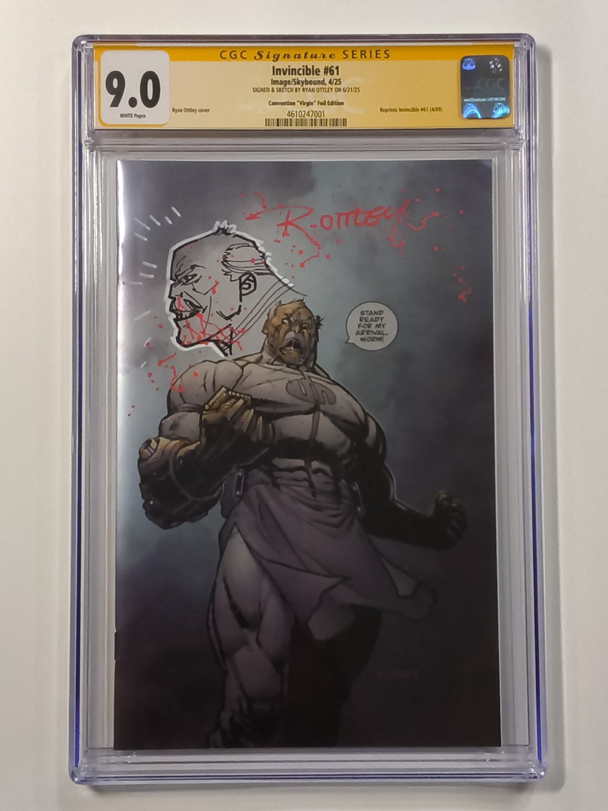 Invincible #61 Convention Foil CGC 9.0 Signed Sketched Conquest by Ryan Ottley