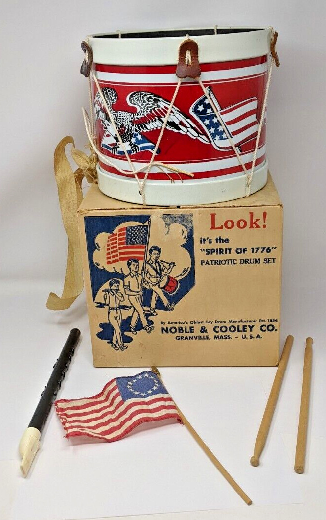 Vintage It's The Spirit Of 1776 Patriotic Drum Set (Snare Drum, Drum Sticks, Fif