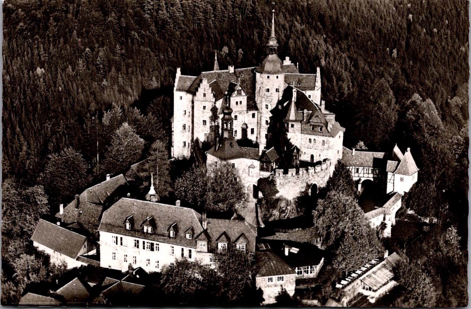 Burg Lauenstein Castle Surrounded Dense Forest Stamp Real Photo RPPC Postcard