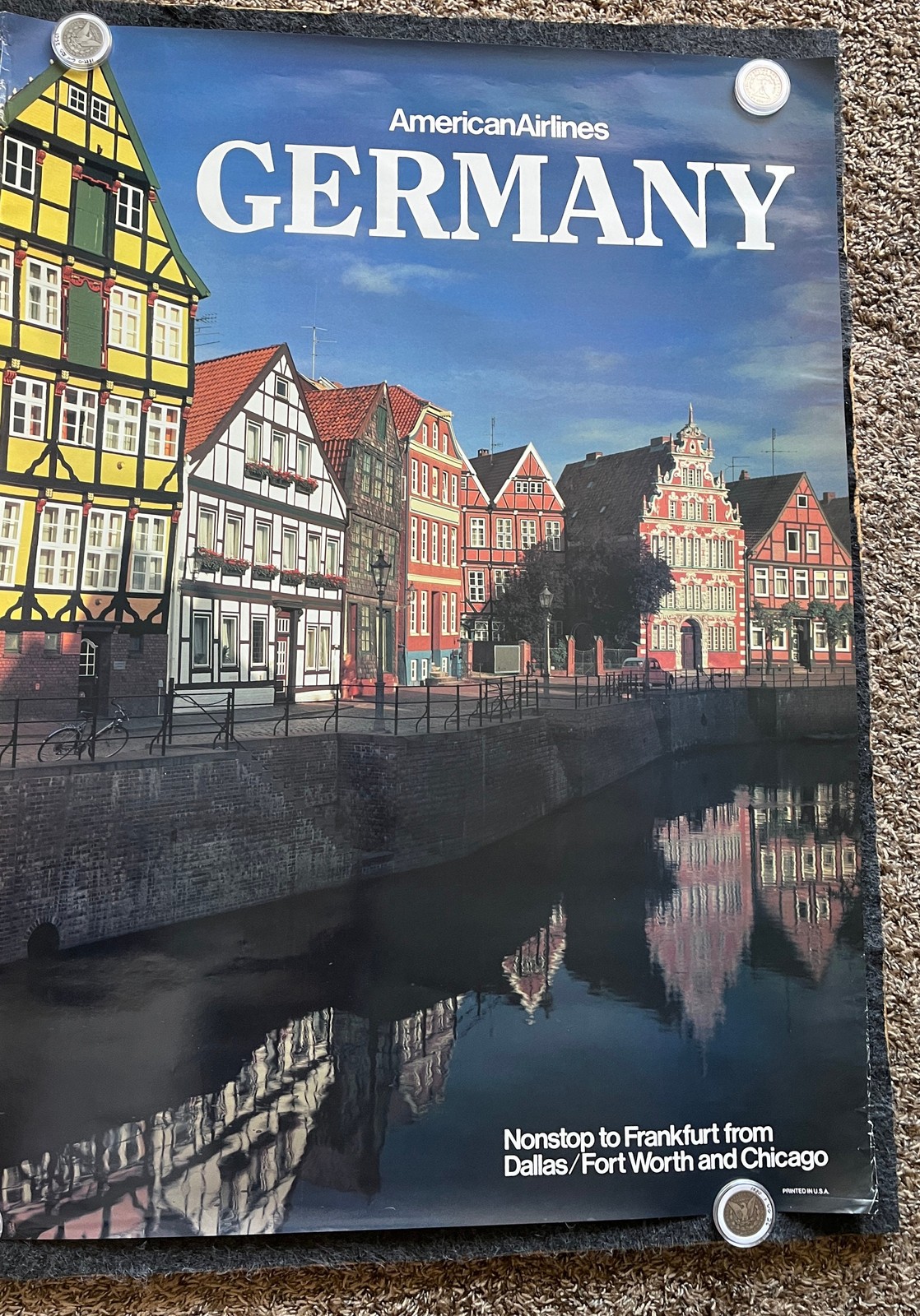Vintage Cold War 1980 Germany Travel Poster – West German Artwork – Frankfurt D