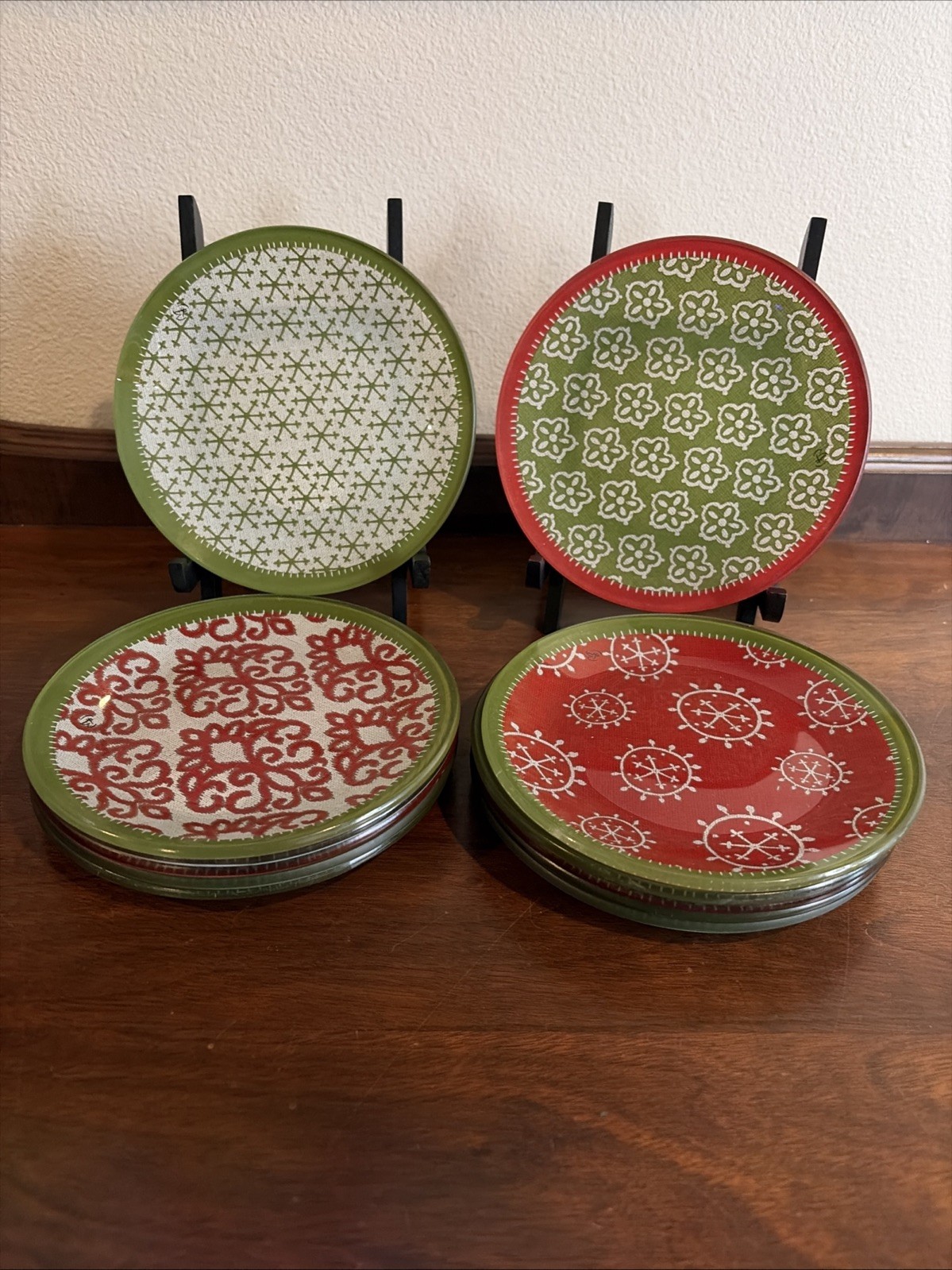VTG Notions Holiday Glass Canape Plates 5.79” Crystal Clear Industries Set Of 12