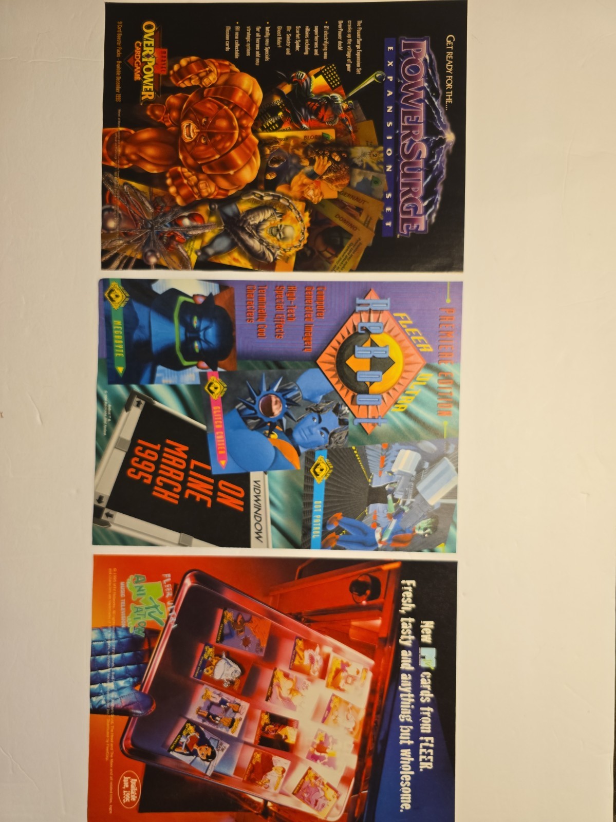 Rare 1995 Fleer ReBoot MTV Animation OverPower Ad Lot Scarce Vintage Grail
