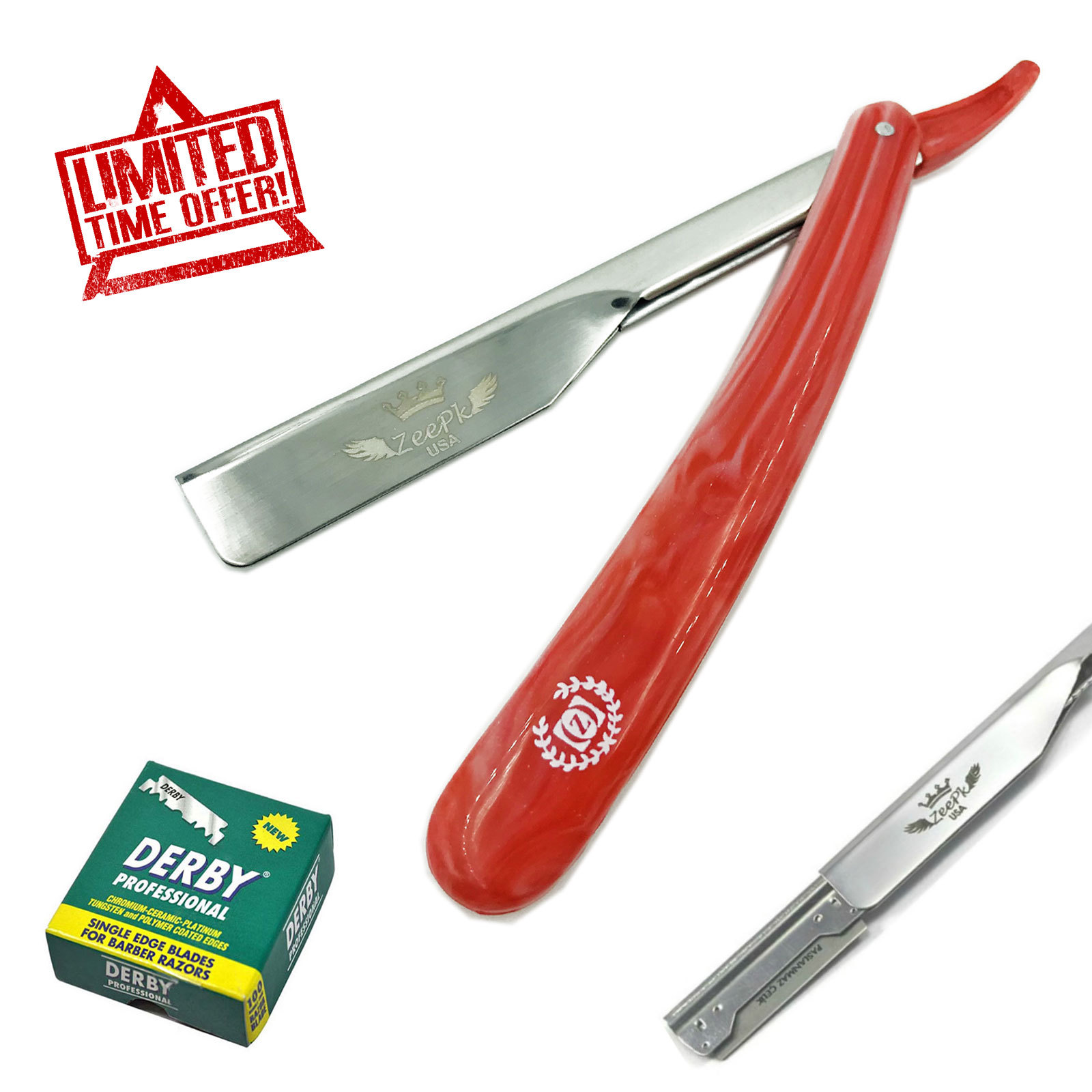 SMART CUT THROAT SHAVETTE STRAIGHT RAZOR BARBER SALON + 100 BLADES 