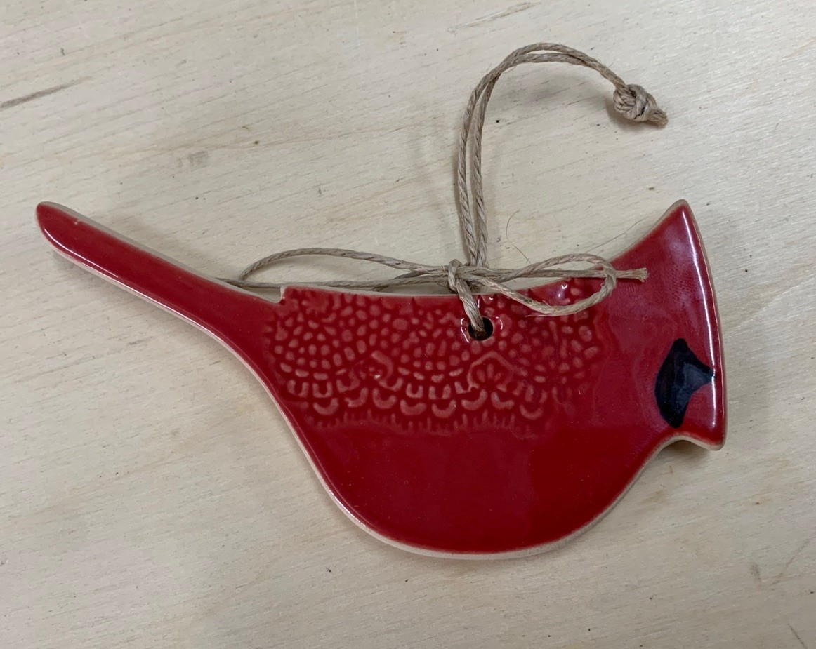 Mud Pie Cardinal Stone Ware Christmas Ornament
