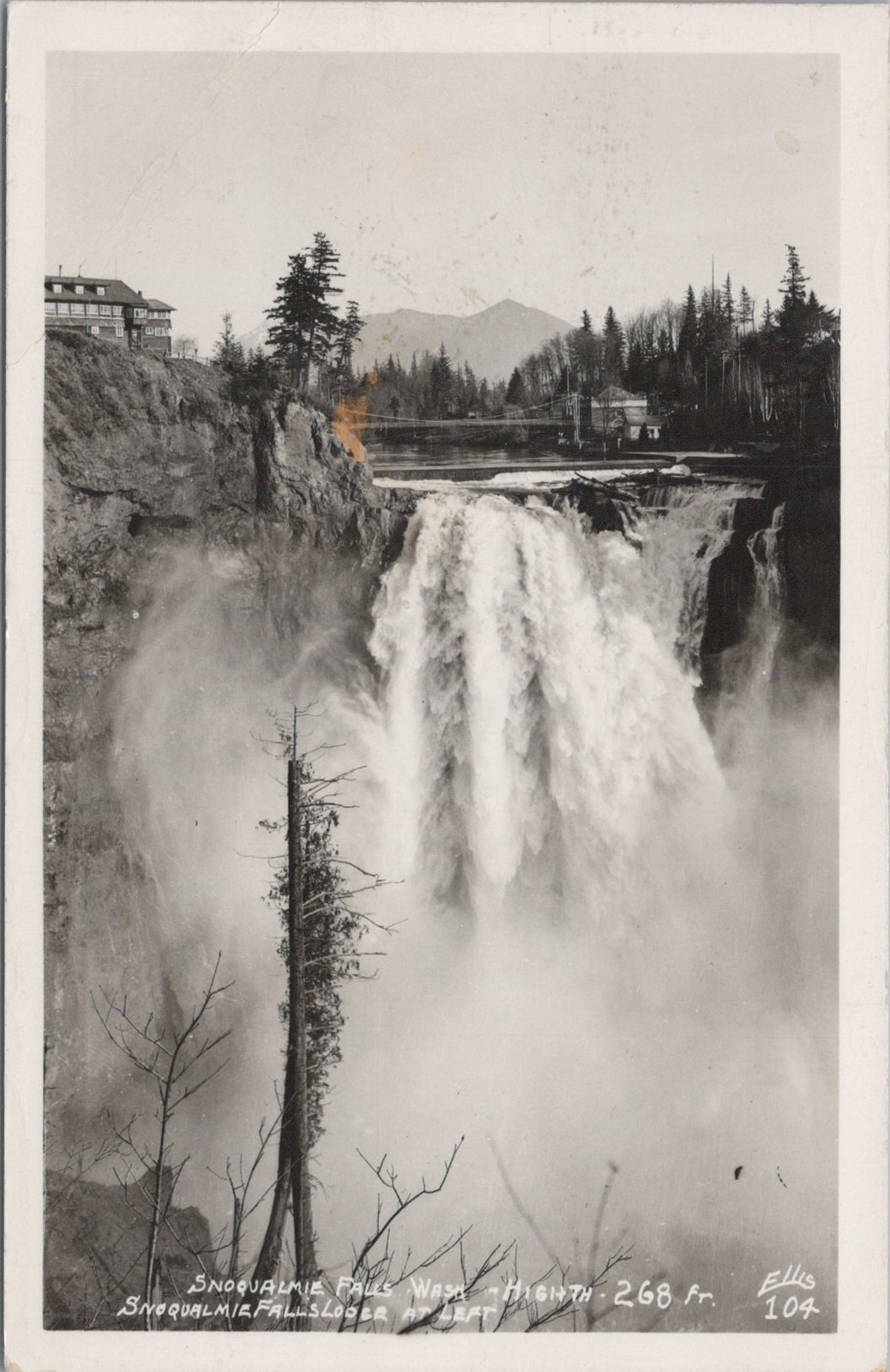 Snoqualmie Falls Washington Unposted RPPC Photo Postcard