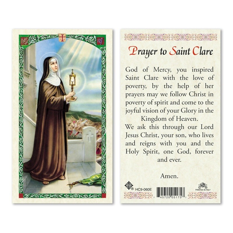 Saint Clare of Assisi Laminated Prayer Card Saint Clare of Assisi Laminated Prayer Card