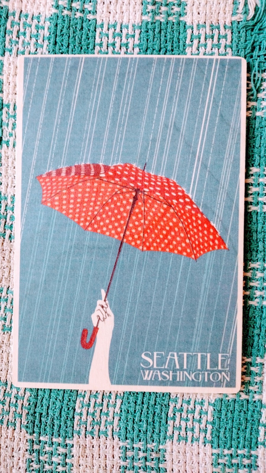 WOODEN AWESOME POST CARD SEATTLE WASHINGTON.