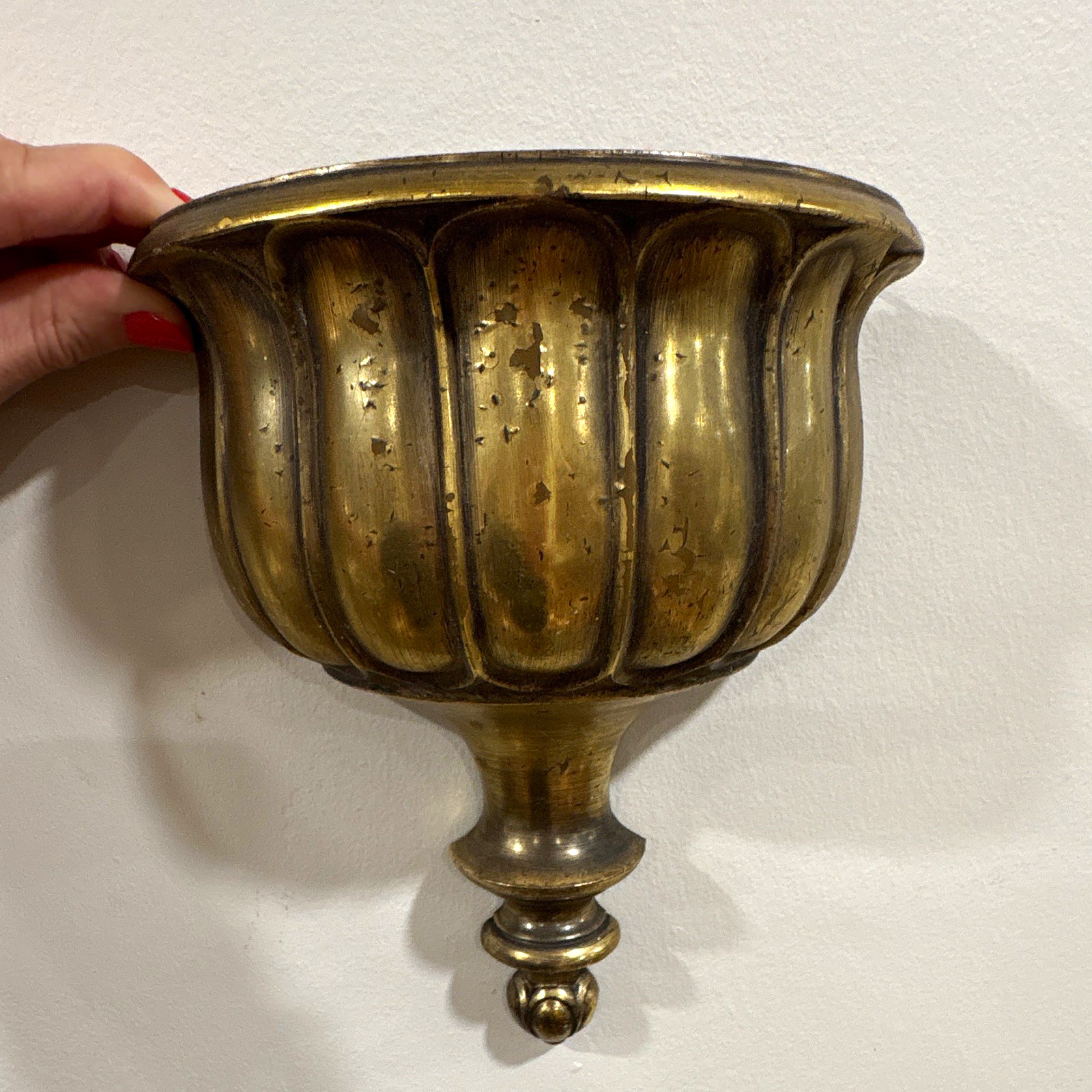 DART 1975 HOMCO 6037 GOLD Panel HOLLYWOOD REGENCY Wall POCKET PLANTER 9½