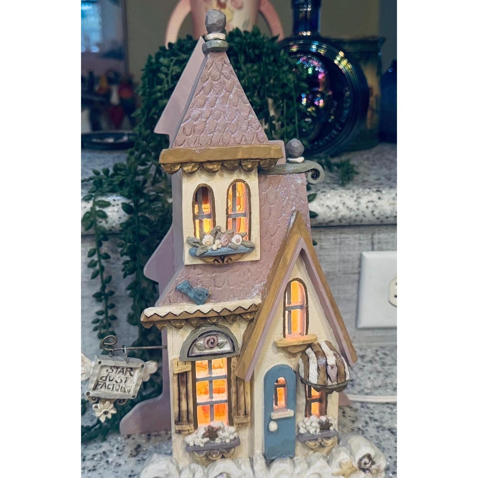 Kurt Adler RARE Star Dust Factory lighted house vintage 98 12.25x7x4\