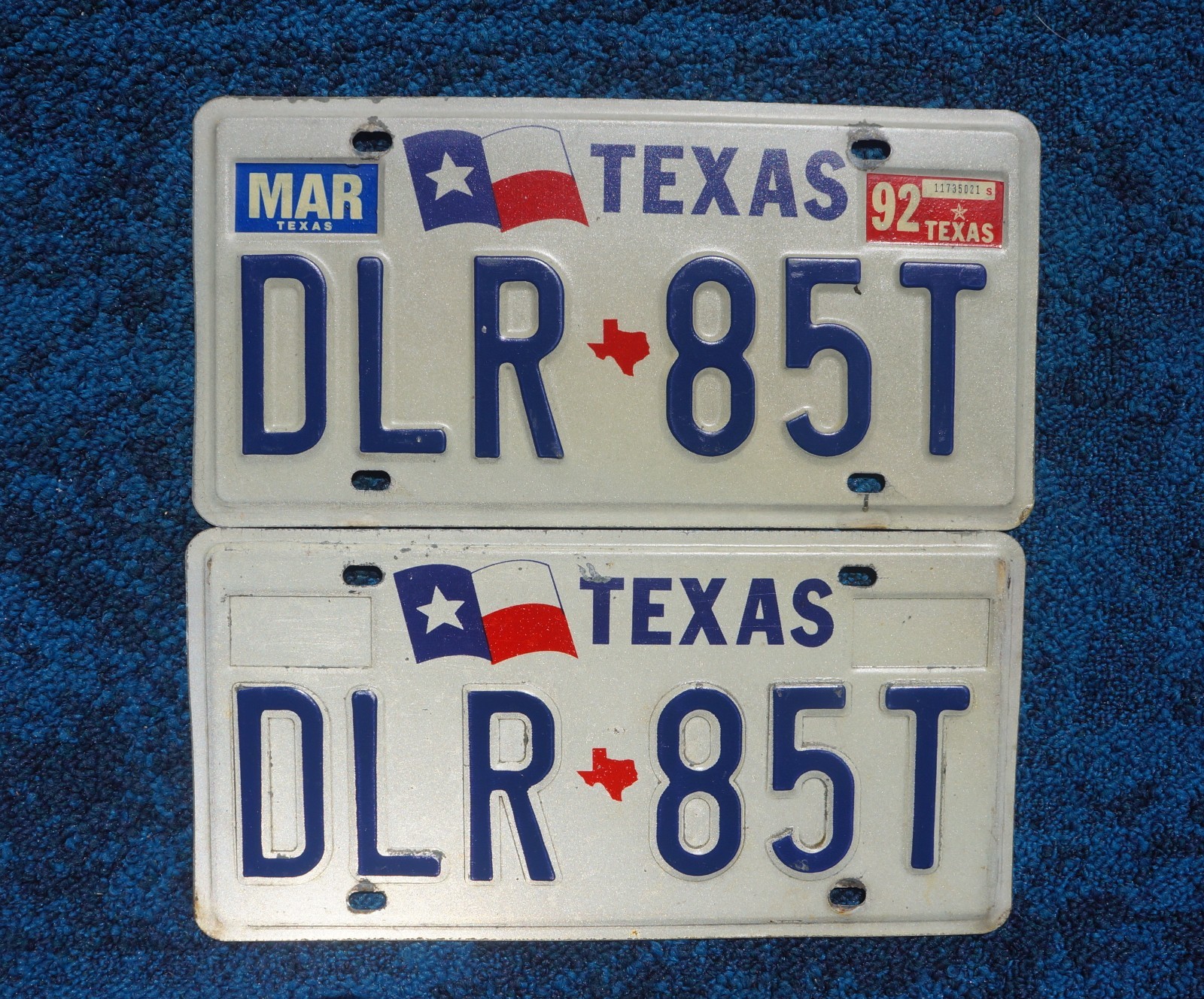 1992 TEXAS License Plate Plates PAIR / SET 1992 TEXAS License Plate Plates PAIR / SET