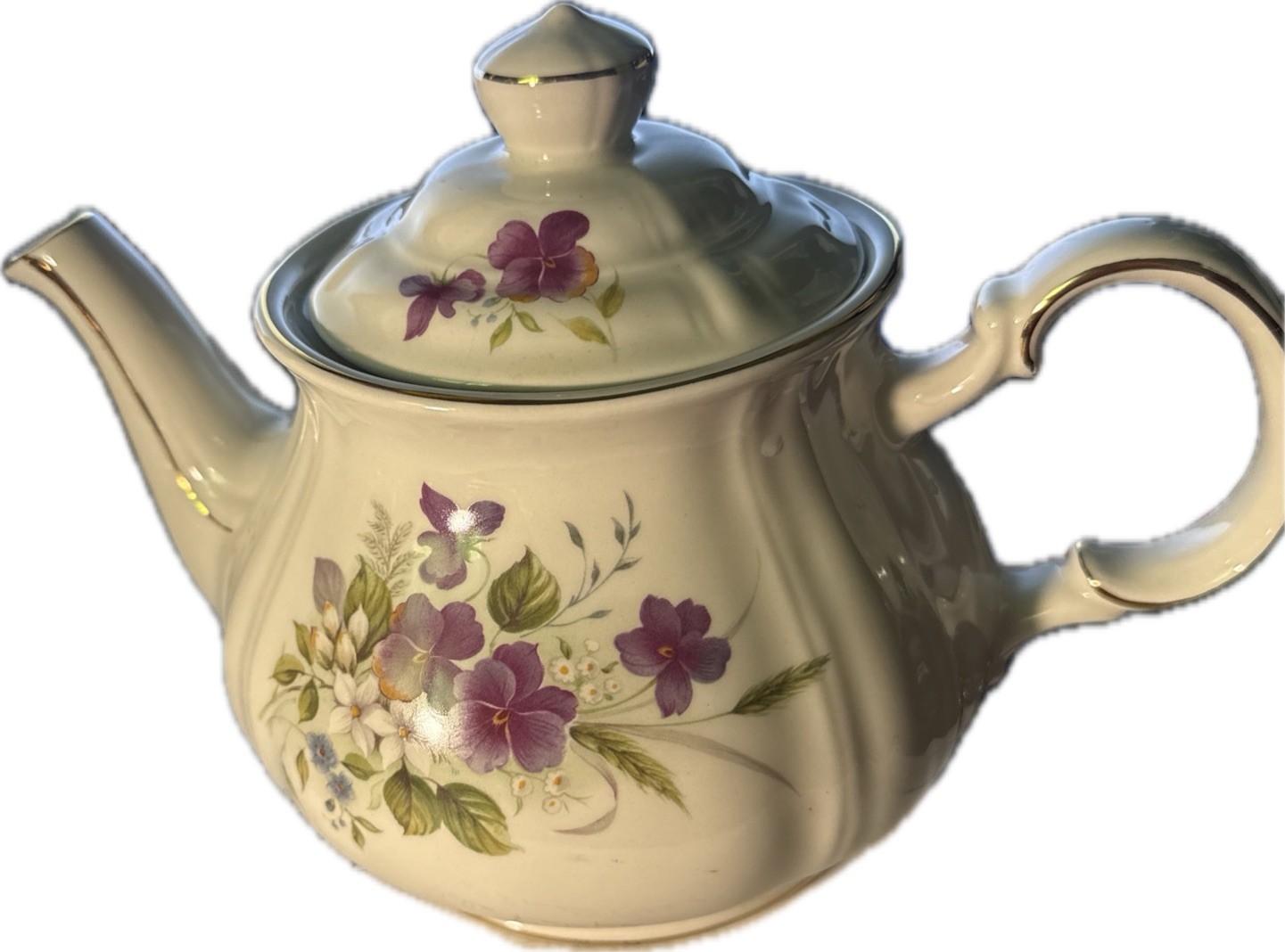Vintage China Sadler Teapot, small purple flowers 4 cup teapot, made in England