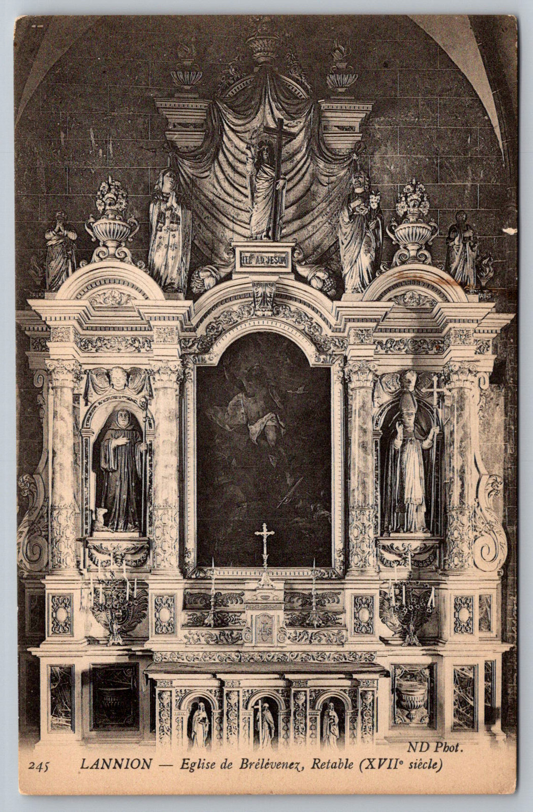 c1920s Lannion Eglise de Brélévenez Retable France ND Phot Antique Postcard