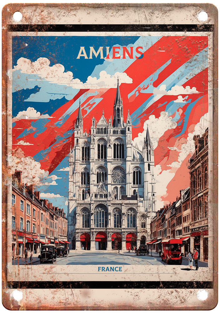 Vintage amiens France Retro Look Travel Poster Metal Sign T2954