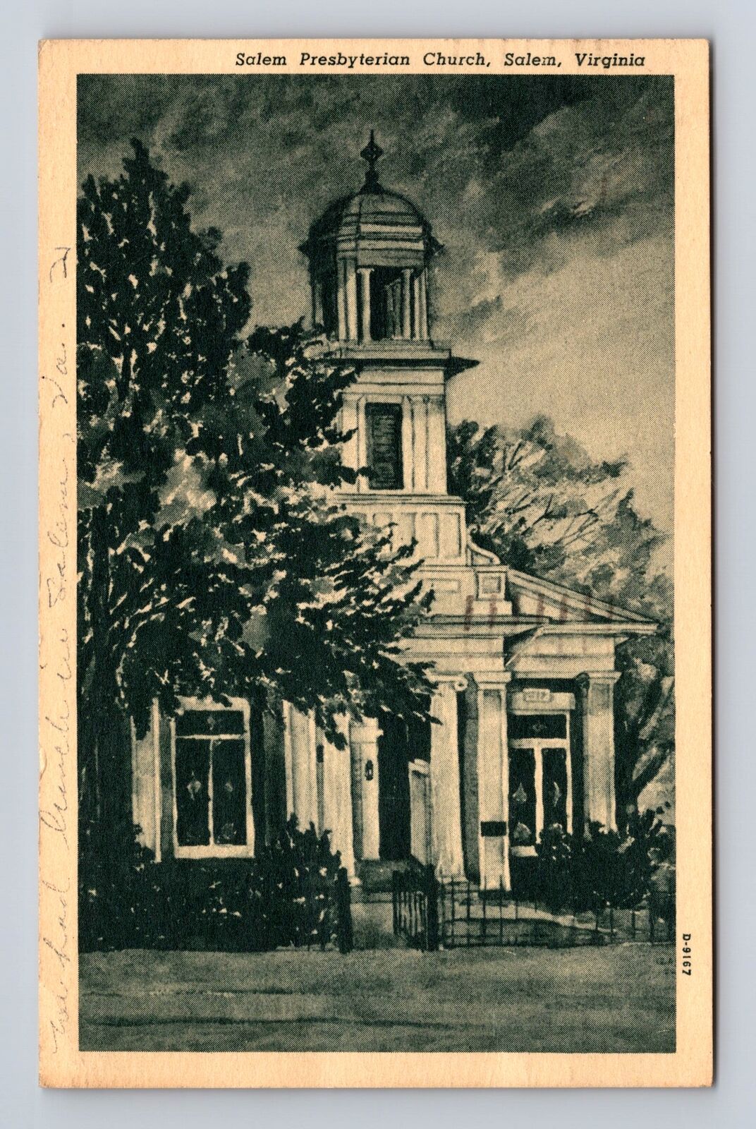 Salem VA-Virginia, Salem Presbyterian Church, Antique, Vintage c1949 Postcard