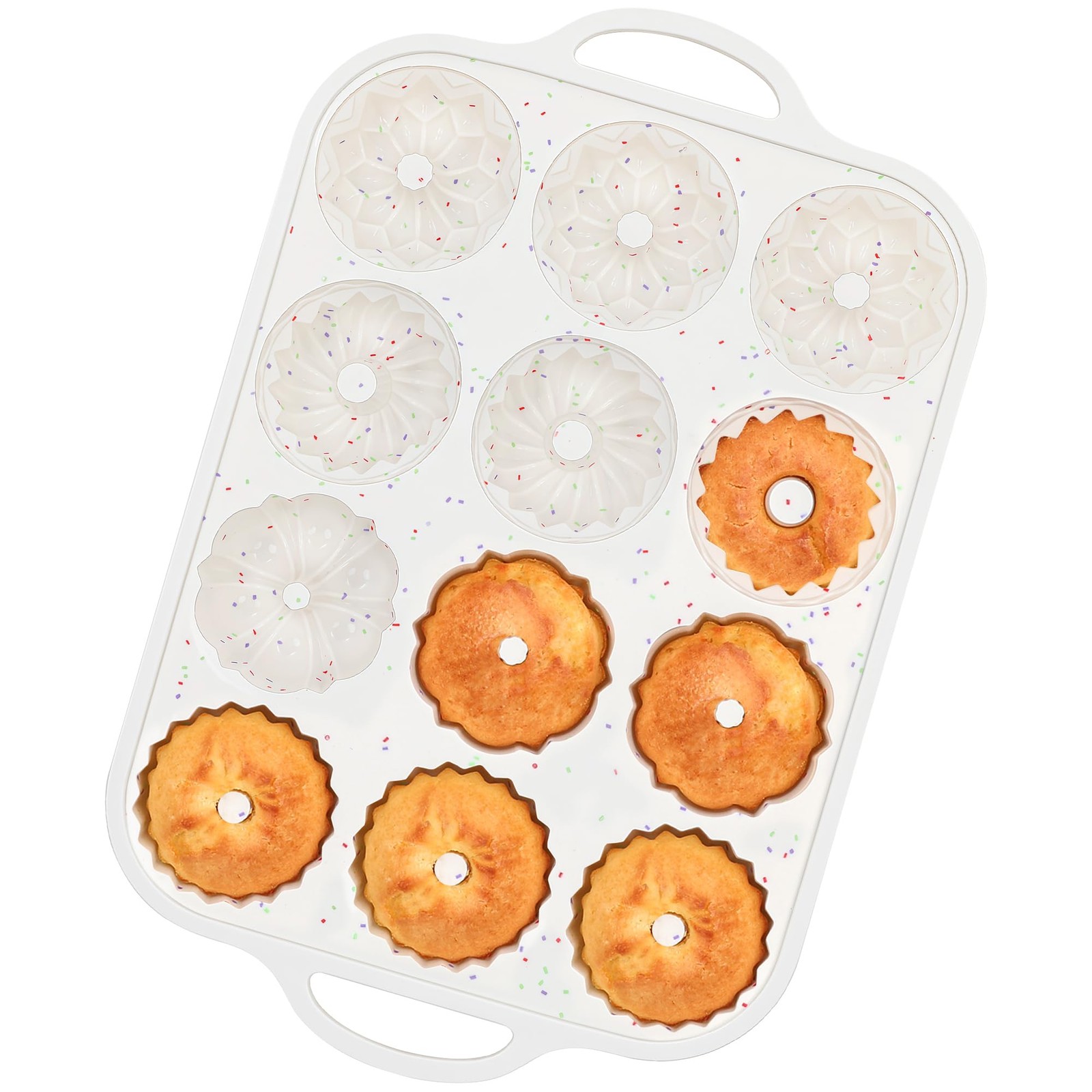 1 PCS Cream Silicone Mini Fluted Tube 6Cavity Cake Pan Metal Frame Flan Mold