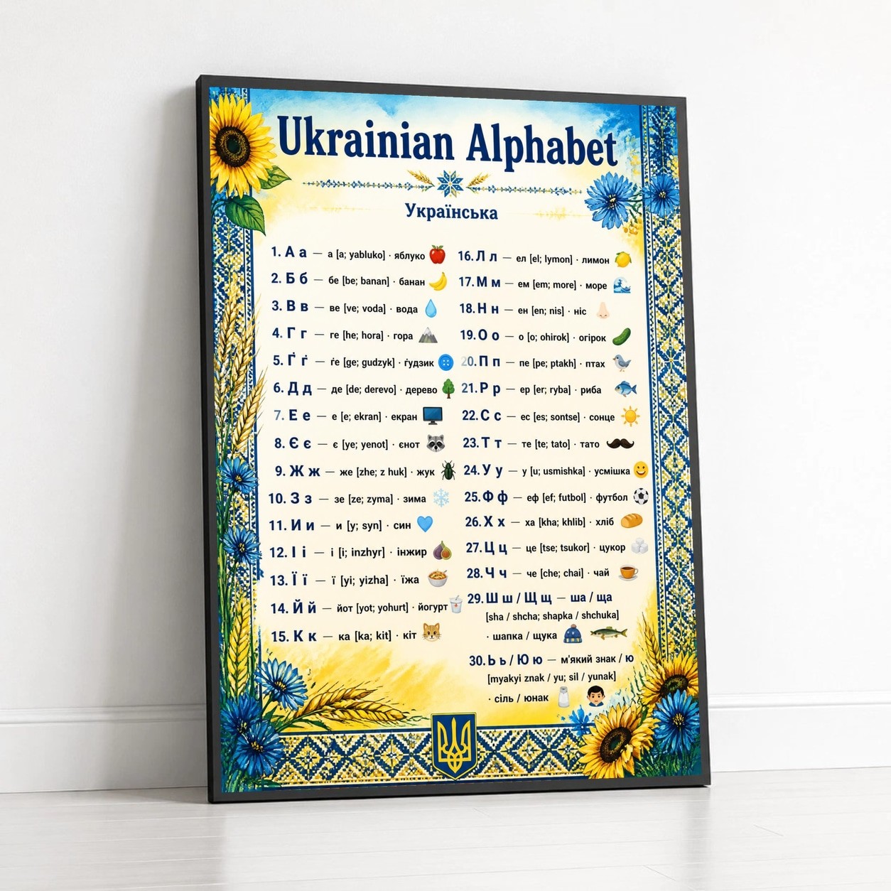 Poster Learn Ukrainian - Alphabet Chart Fun Wall Art Ultra-HD