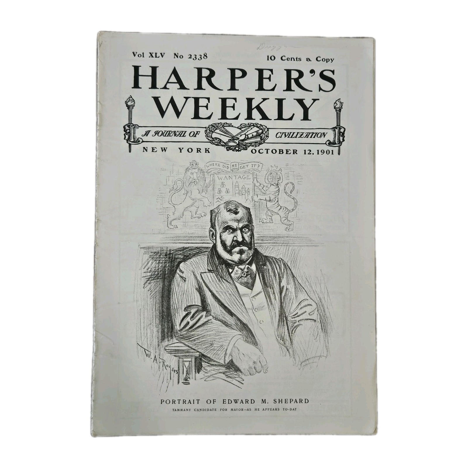 1901 Harper’s Weekly Oct 12 America’s Cup Yacht Racing Edward Shepard Ads Art...