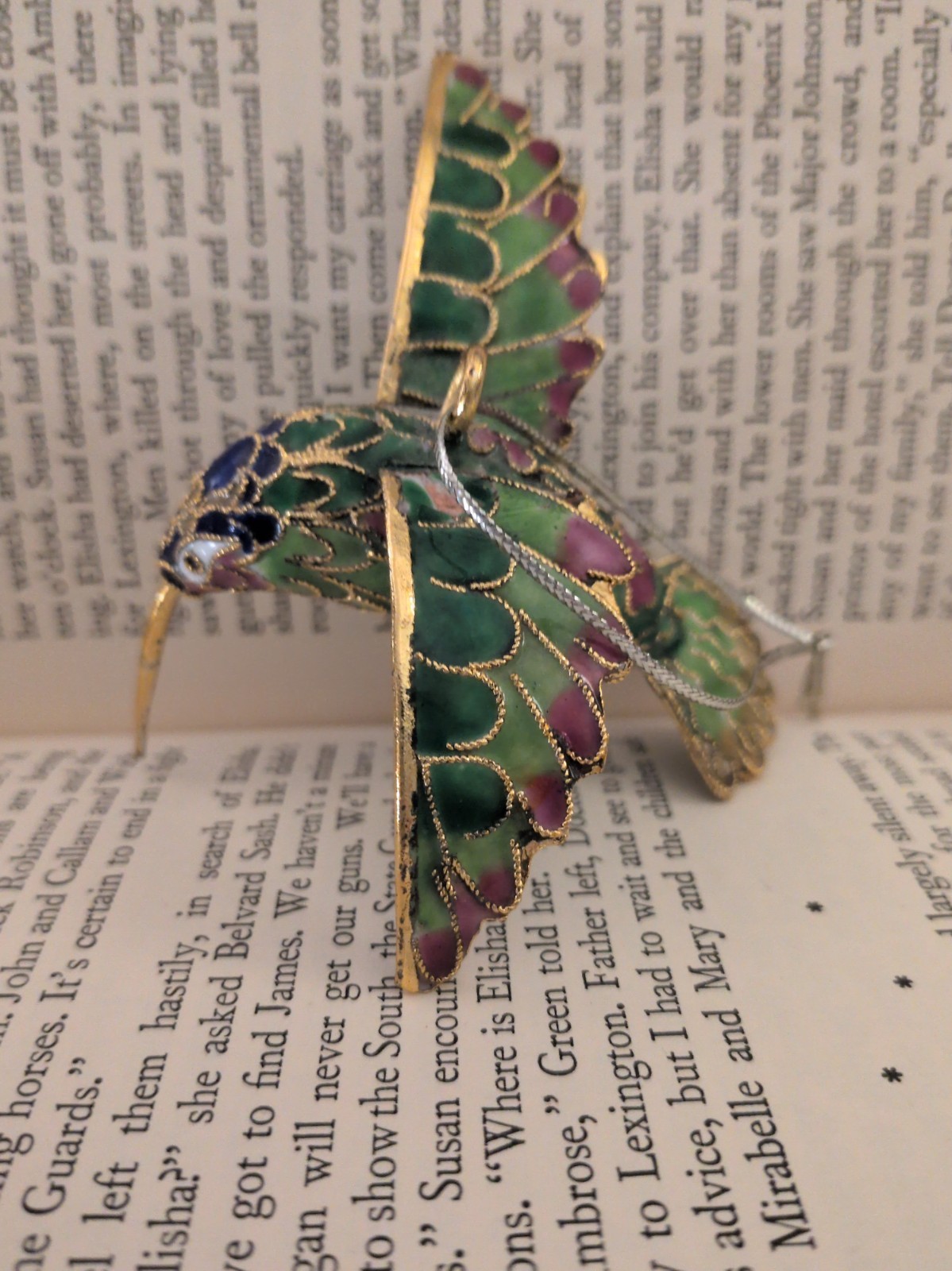 VTG GORGEOUS Cloisonné  Hummingbird Enameled Metal  Christmas Tree Ornament 
