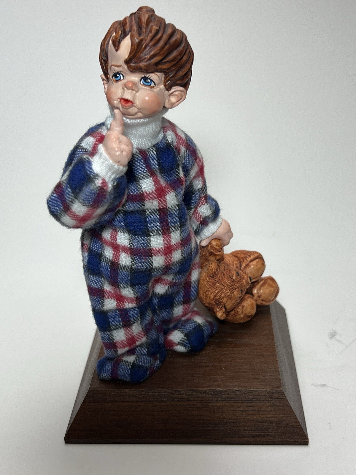 Simpich Character Dolls Chris Figurine Plaid Pajamas & Teddy Bear Multicolor