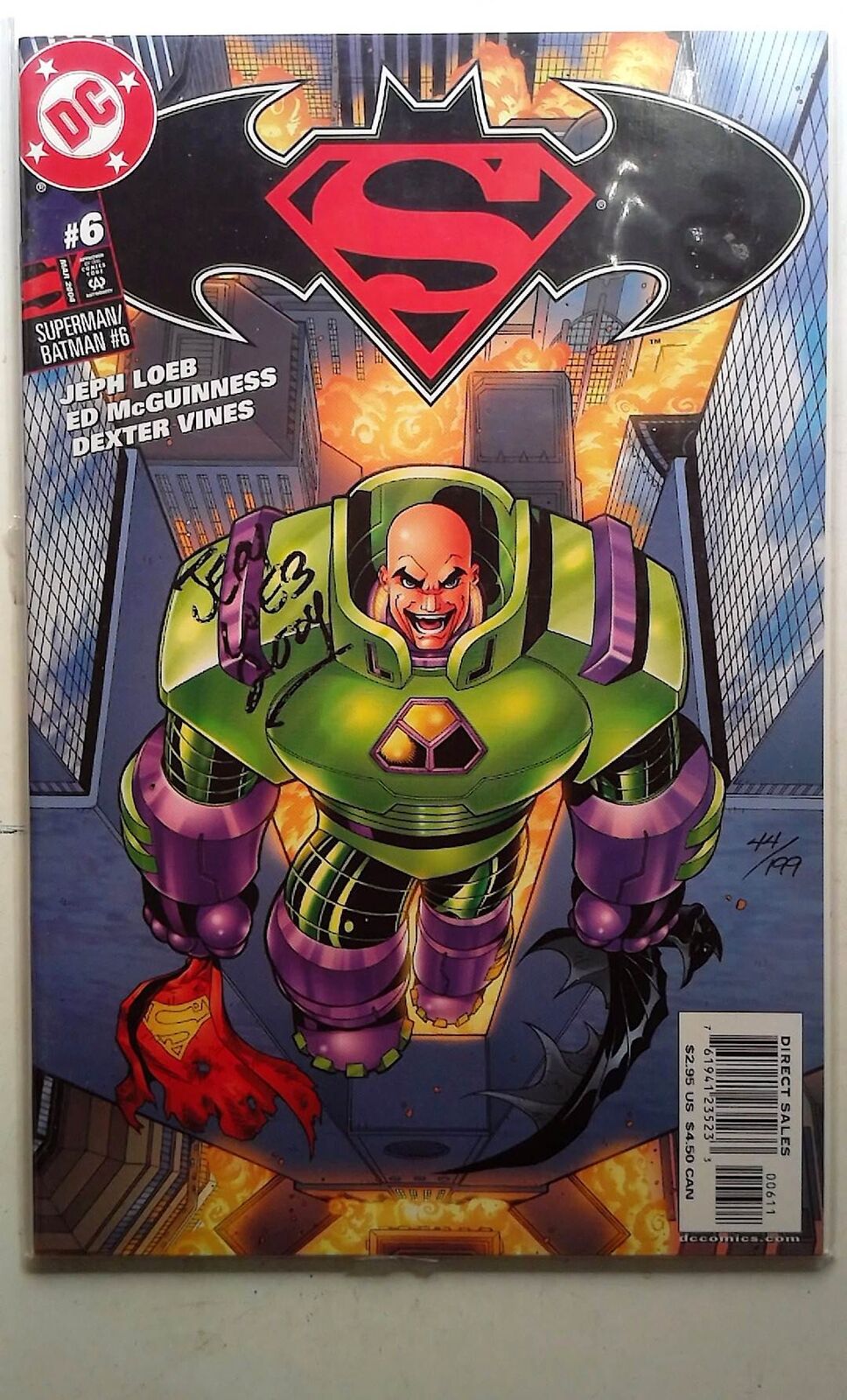 Superman/Batman #6 DC Comics (2004) Signed Jeph Loeb 44/199 COA Dynamic Forces