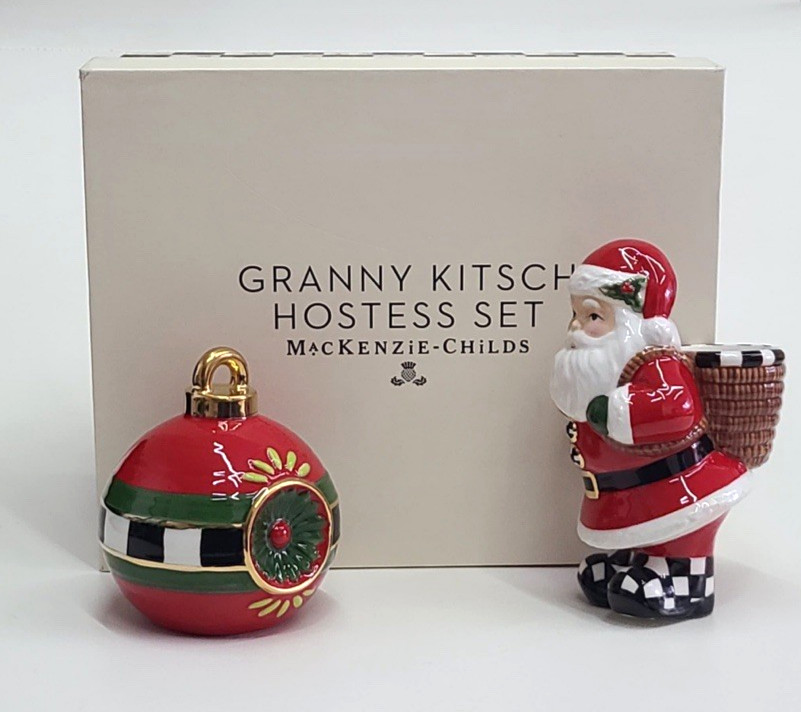 Mackenzie Childs Granny Kitsch Hostess Set Christmas Holiday Decor