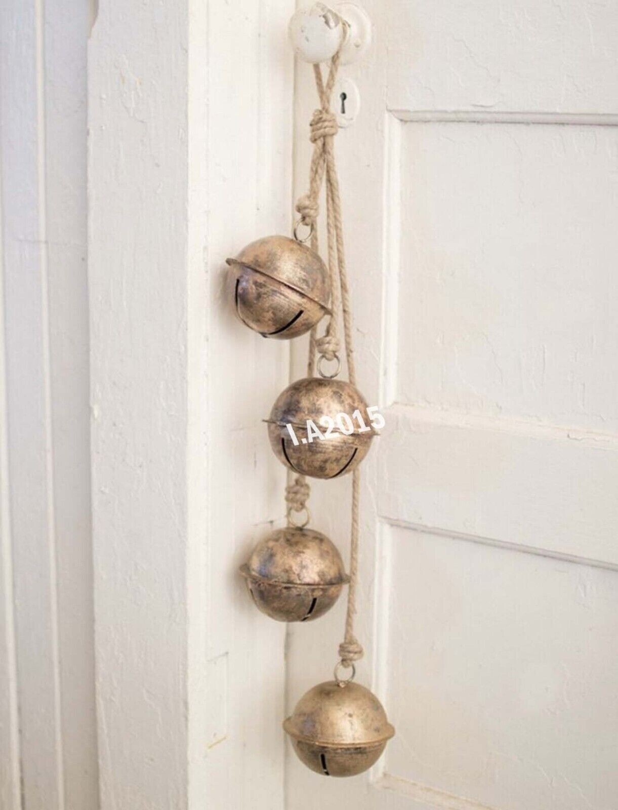 Set of 4 Harmony Jingle Bells Vintage Handmade Rustic Lucky Christmas