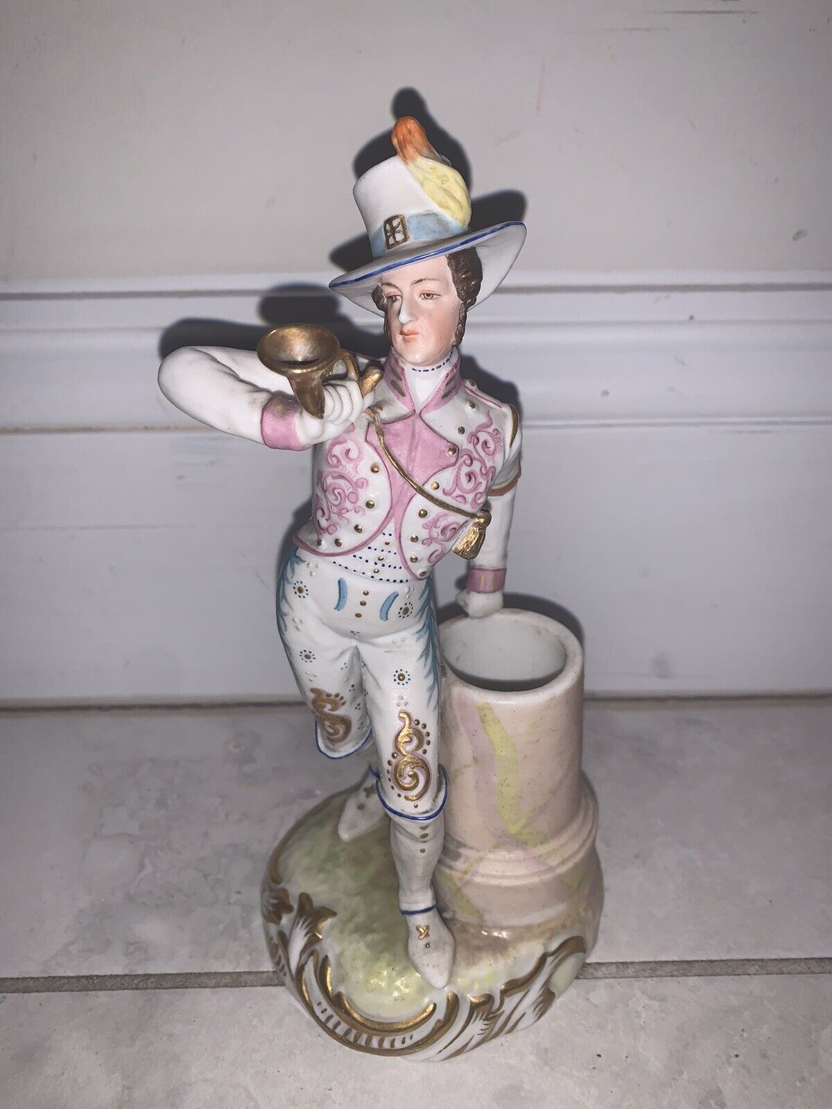 Antique French Bisque Porcelain Figurine 7.5” Tall - Marked