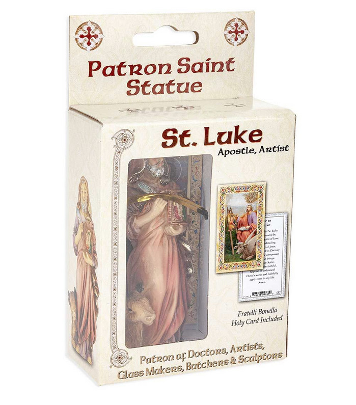 St. Luke Statue, Hand Painted Gold Leaf Accents 4\ St. Luke Statue, Hand Painted Gold Leaf Accents 4\