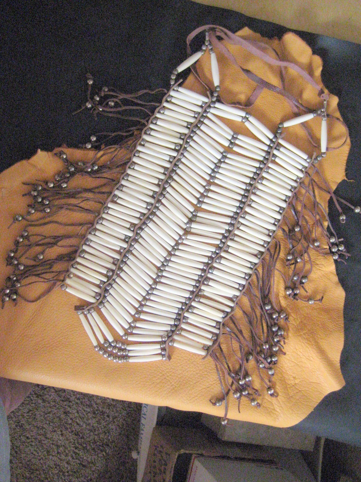 40 row buffalo bone Native American style breastplate  Man Cave  Regalia