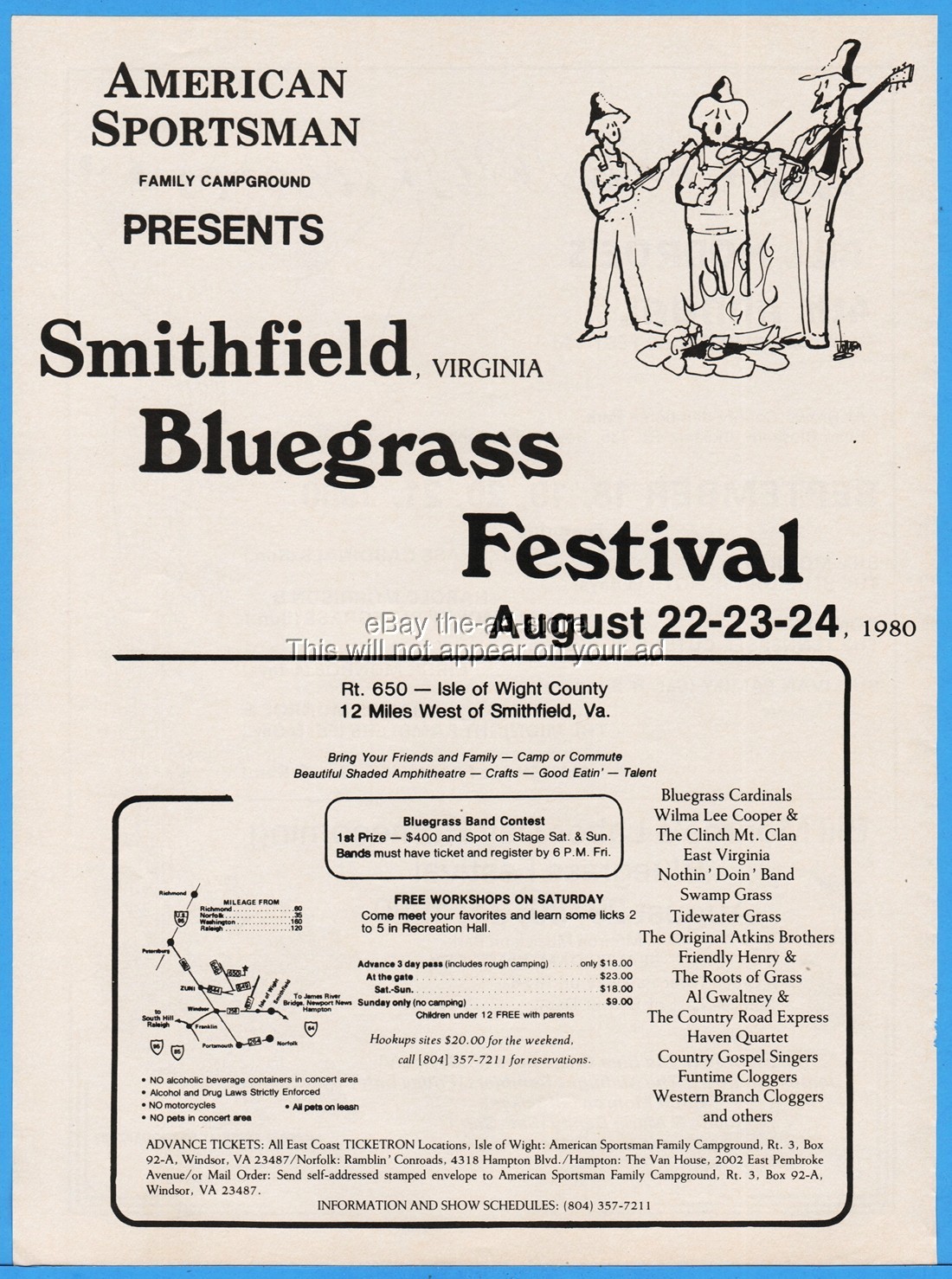 1980 Smithfield Virginia Bluegrass Festival Wilma Lee Cooper Vintage Print Ad