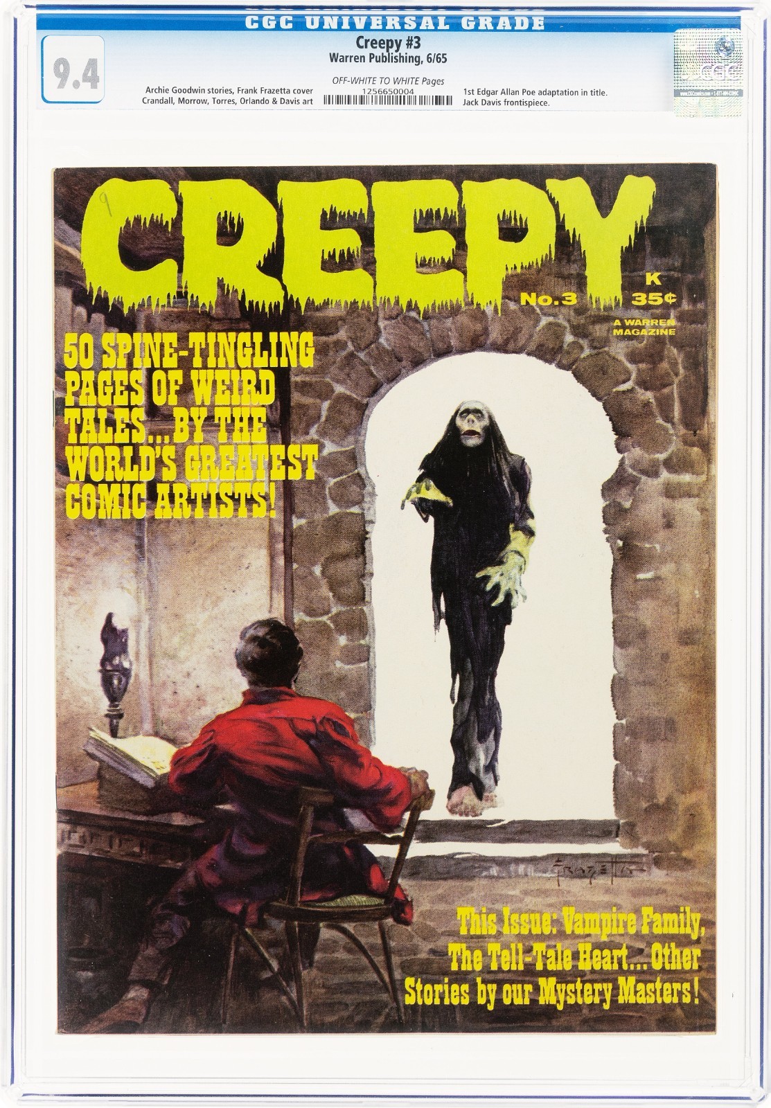 Creepy #3 (Warren Publishing 1965) Frank Frazetta Cover CGC 9.4