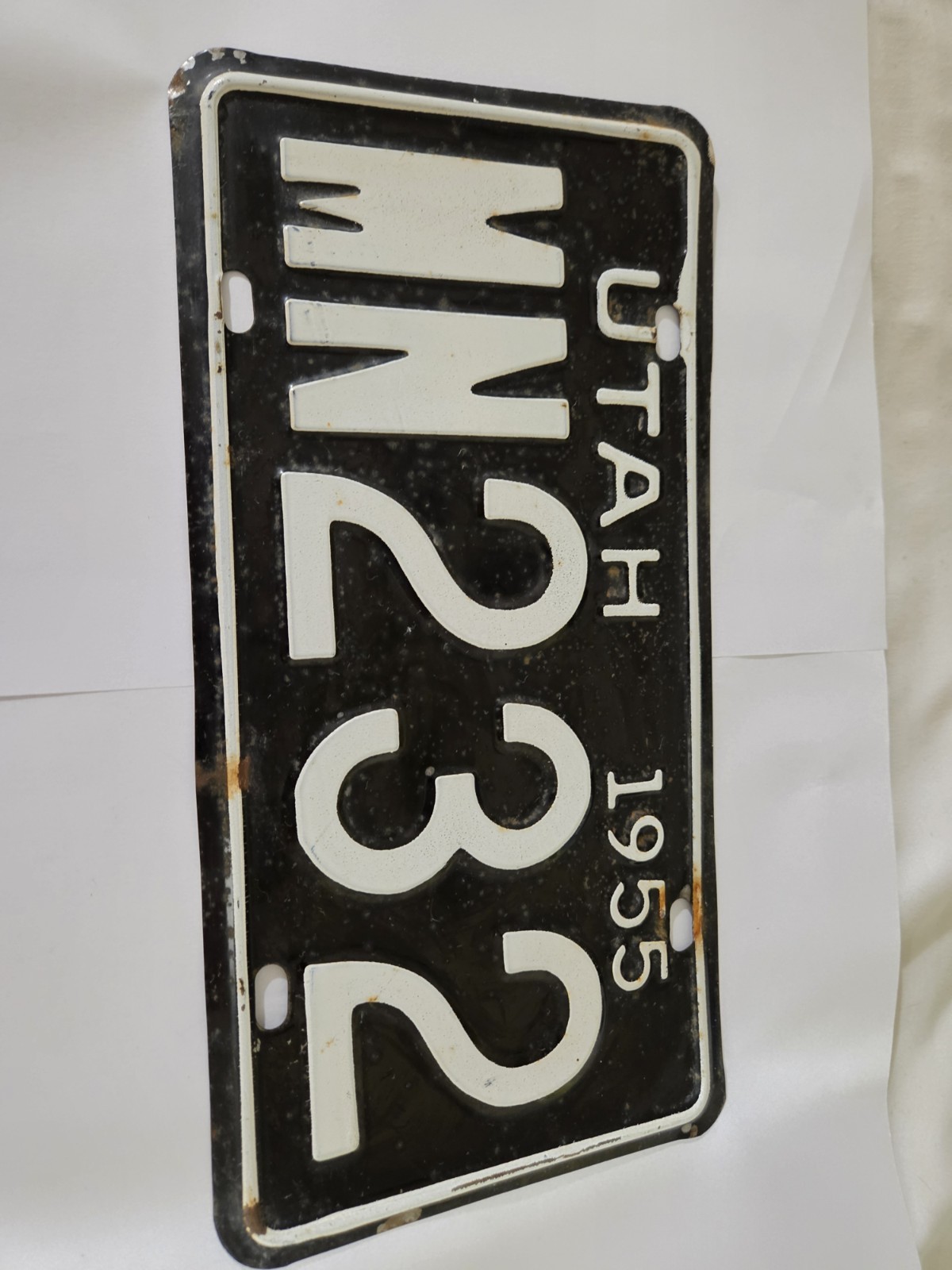 1955 Utah License Plate MN232 - Black White - Vintage 1955 UT Plate - Original