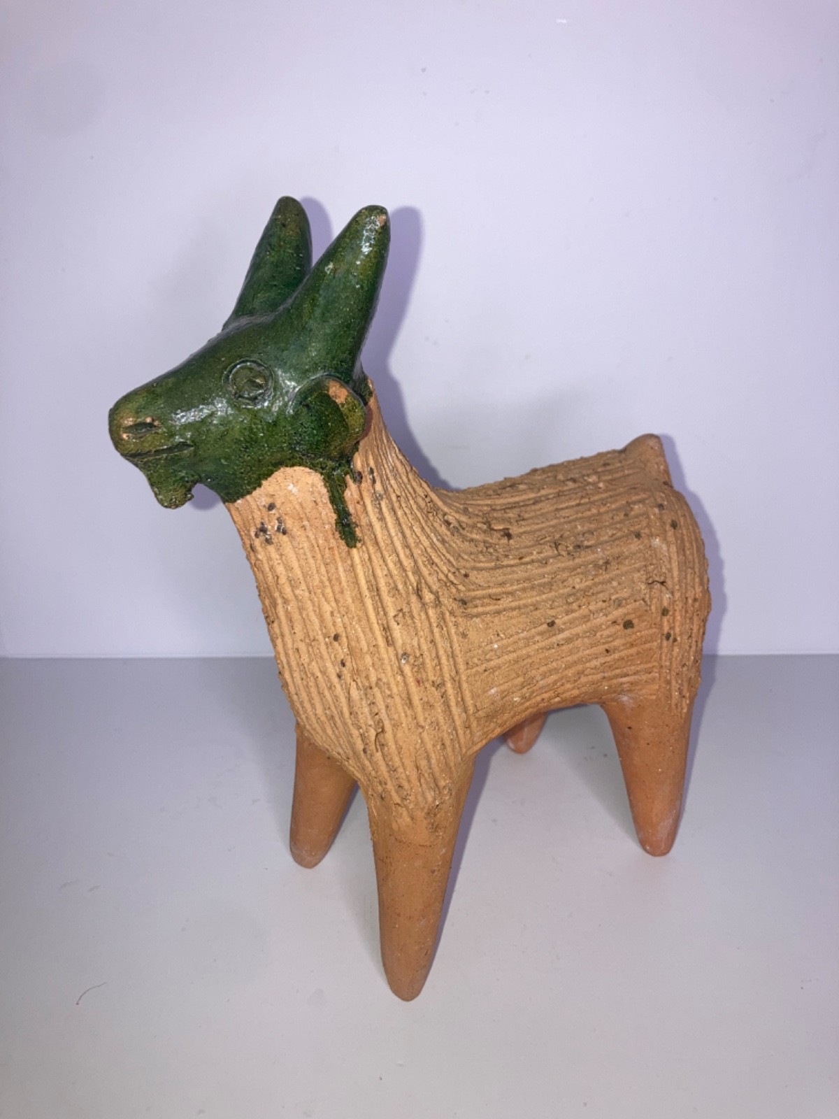 Vintage Mexican Pottery Chia Pet Goat Planter