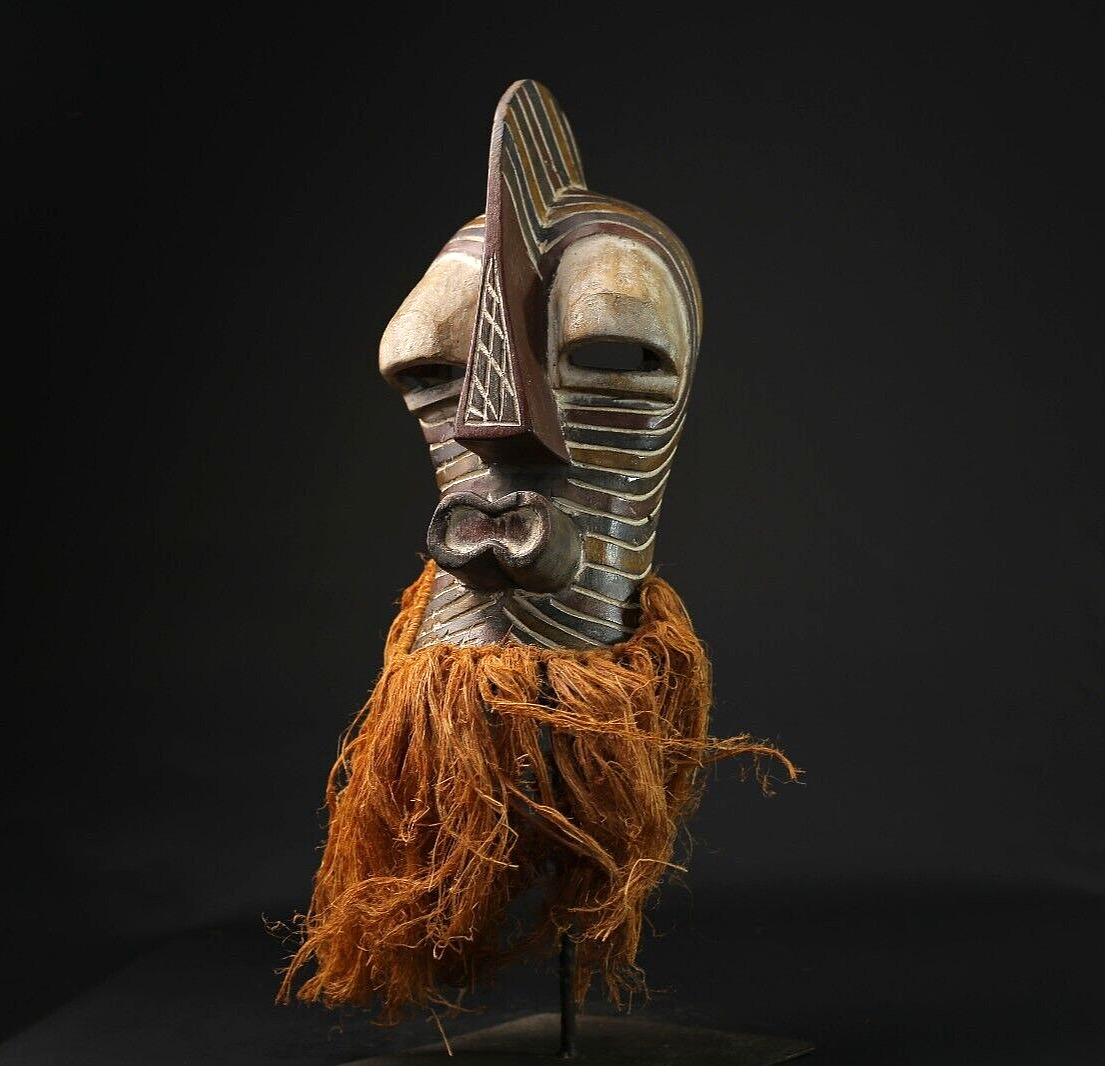 African Tribal Face Mask Wood Hand Carved Songye mask portrait mask-G2158