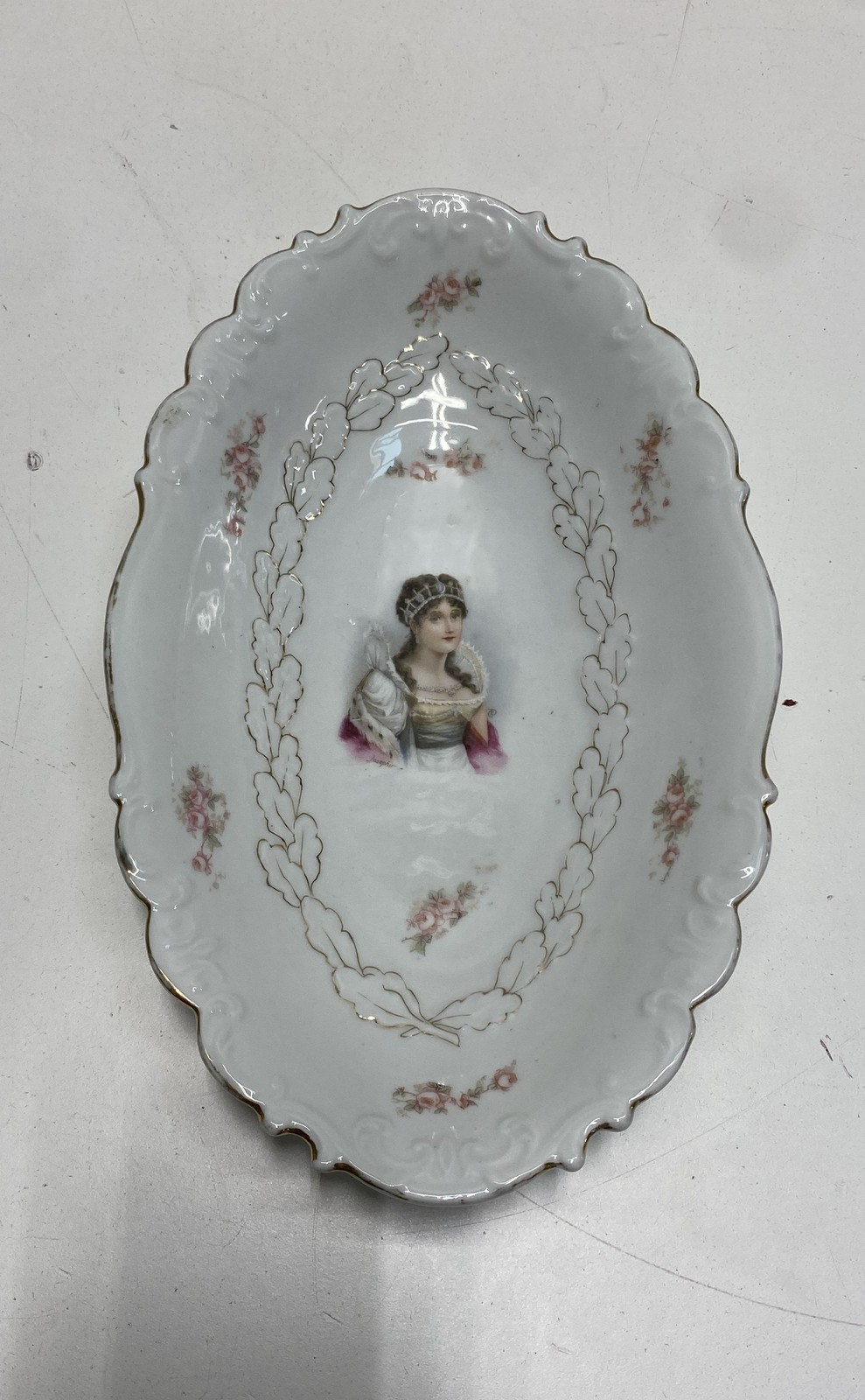P.M. Bavaria Empress Josephine Portrait Porcelain Oval Serving Bowl Vintage