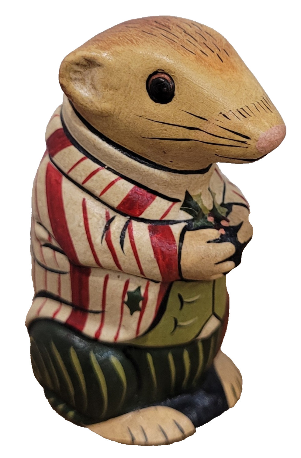 Vaillancourt Folk Art Christmas Mouse Figurine Signed