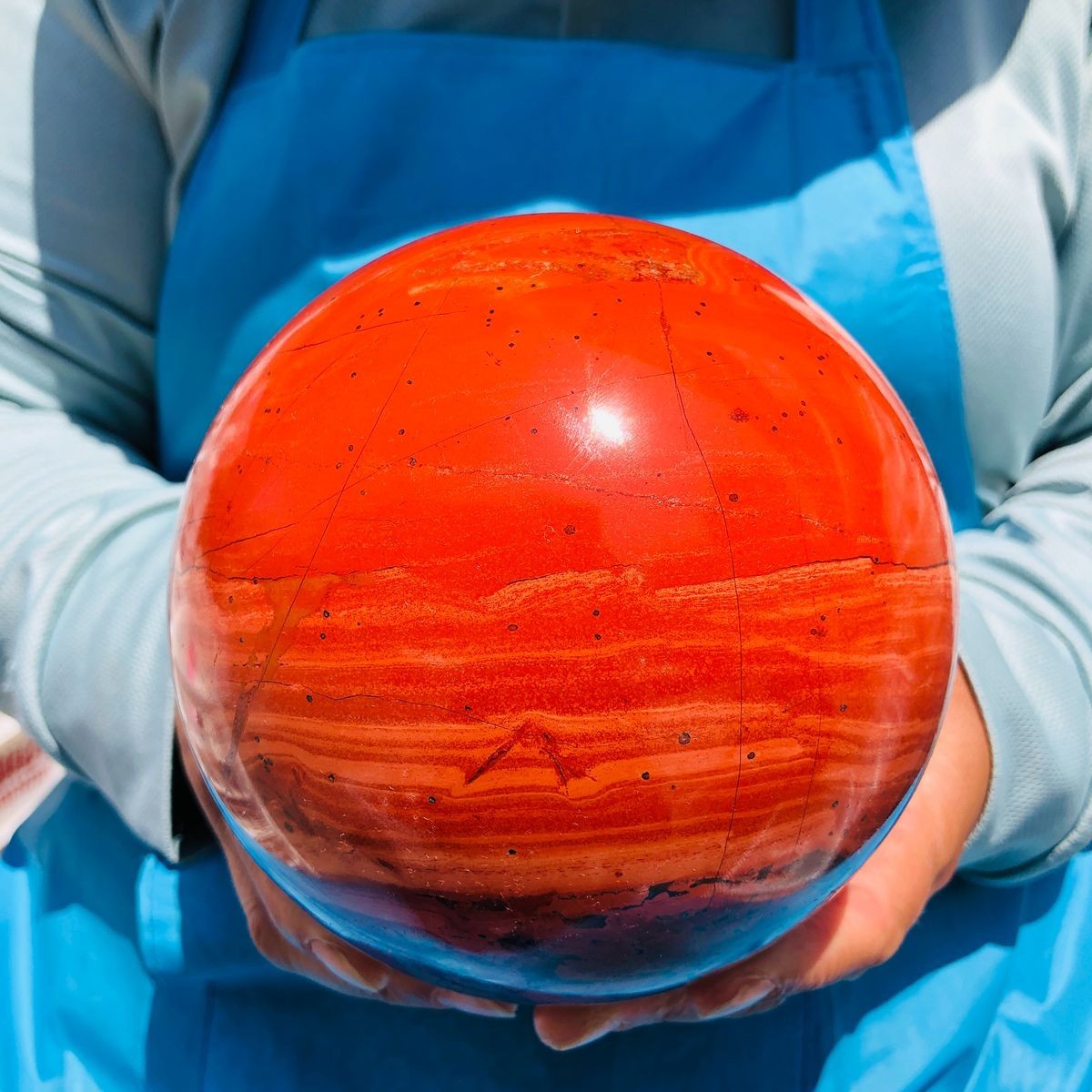 6.4LB Large Natural Red jasper ball quartz crystal sphere decoration reiki