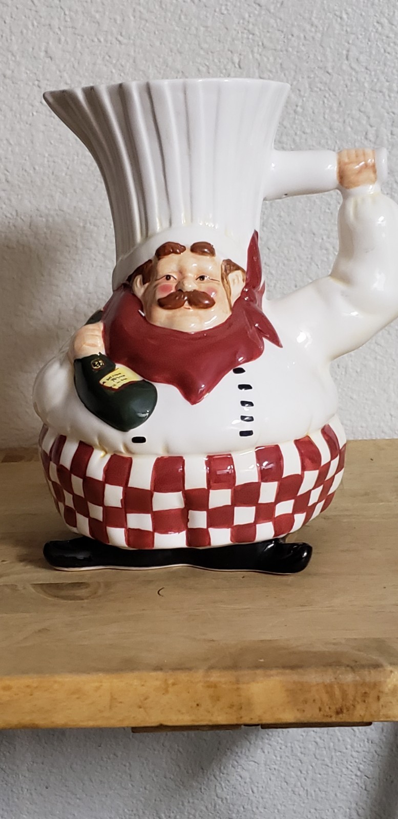 Vintage Pepe\'s Ceramic Chef Pitcher 6 Cup . New with box.
