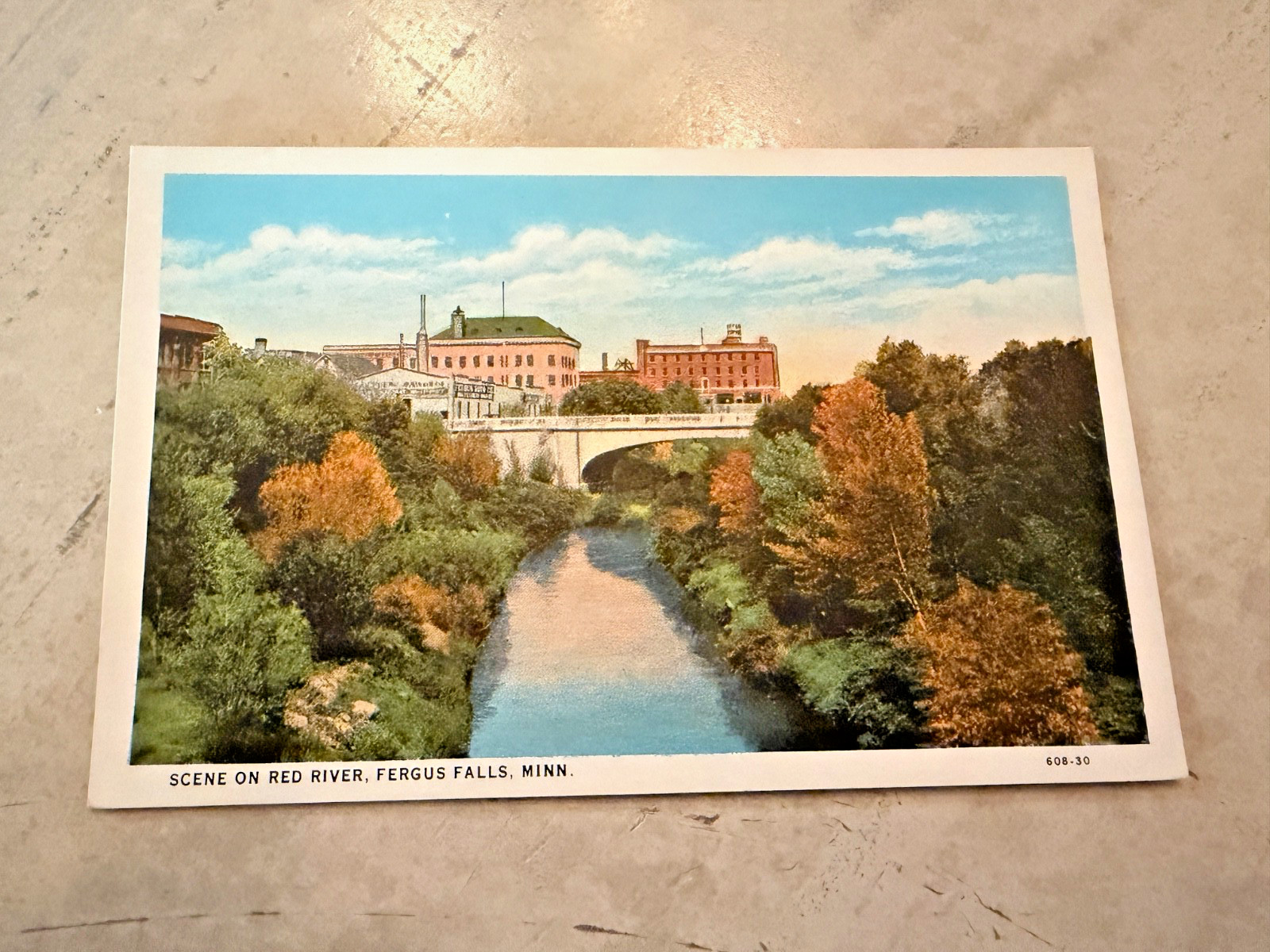  Scene On Red River Fergus Falls Minnesota Postcard Unposted