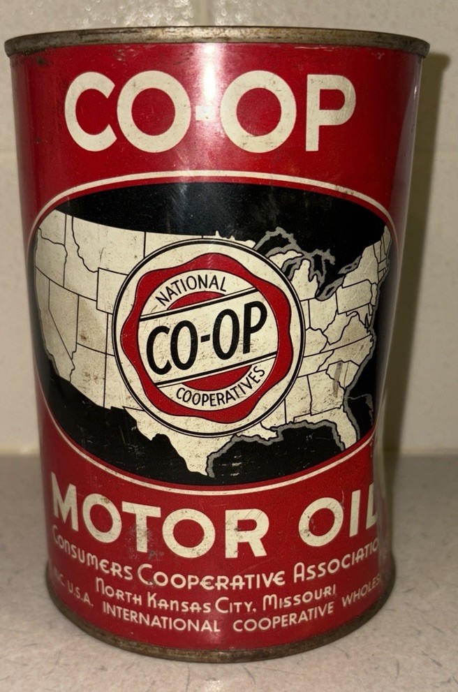 Vintage CO-OP Regular Motor Oil Metal One Quart Can Tin Sealed New