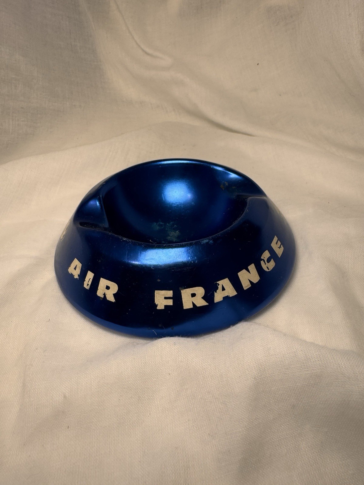 Vintage 1960s Air France Blue Aluminum Ashtray Mid Century Aviation Collectible