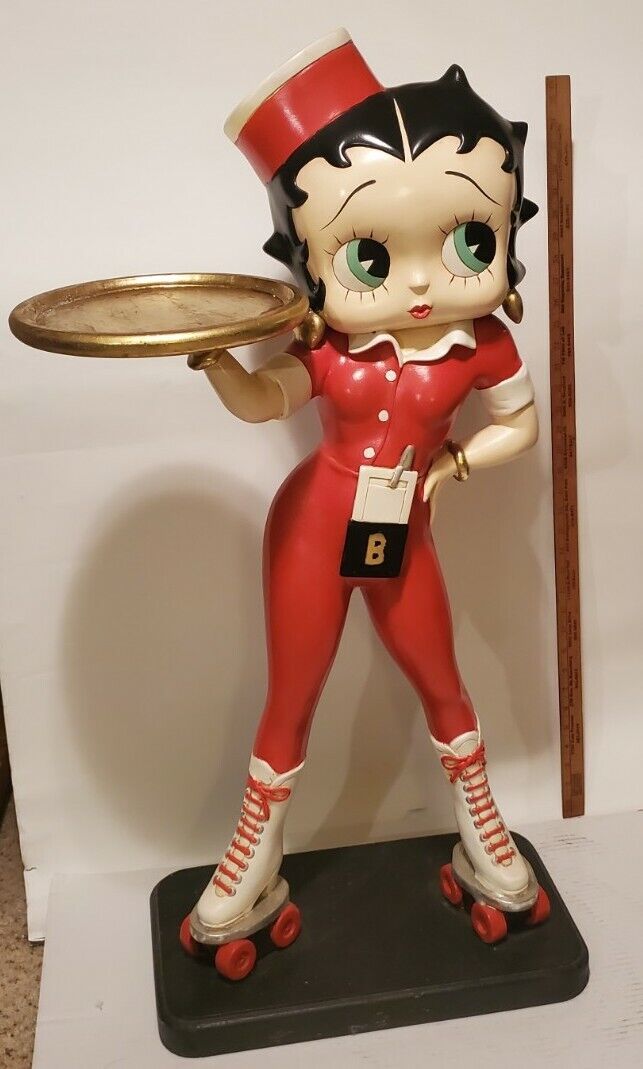 Extremely Cool Betty Boop Lifesize Car Hop in Red - Statue about 37” Tall
