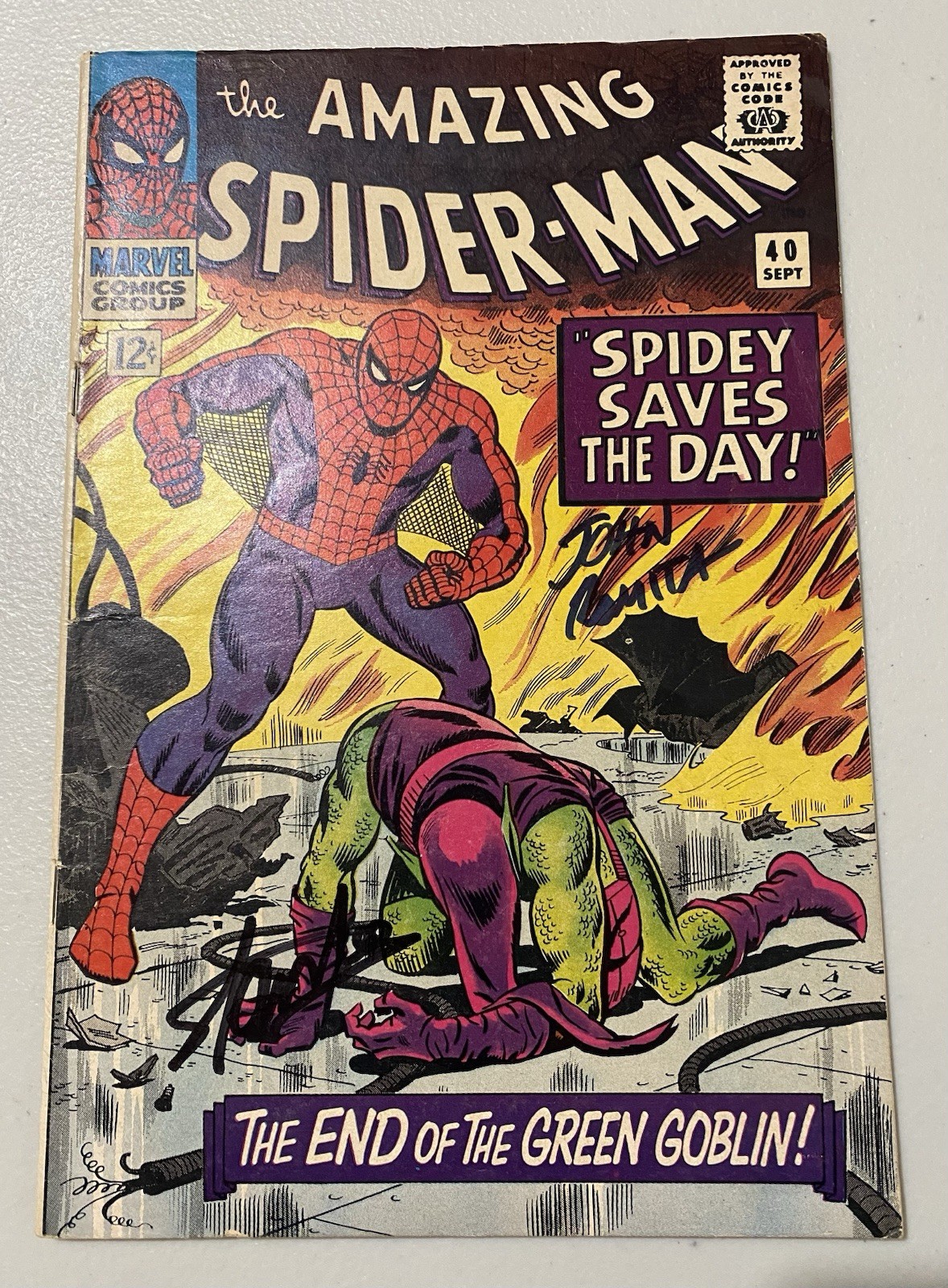 Amazing Spider-Man #40 Signed Stan Lee & John Romita Sr 1966 Fine 6.0 Classic