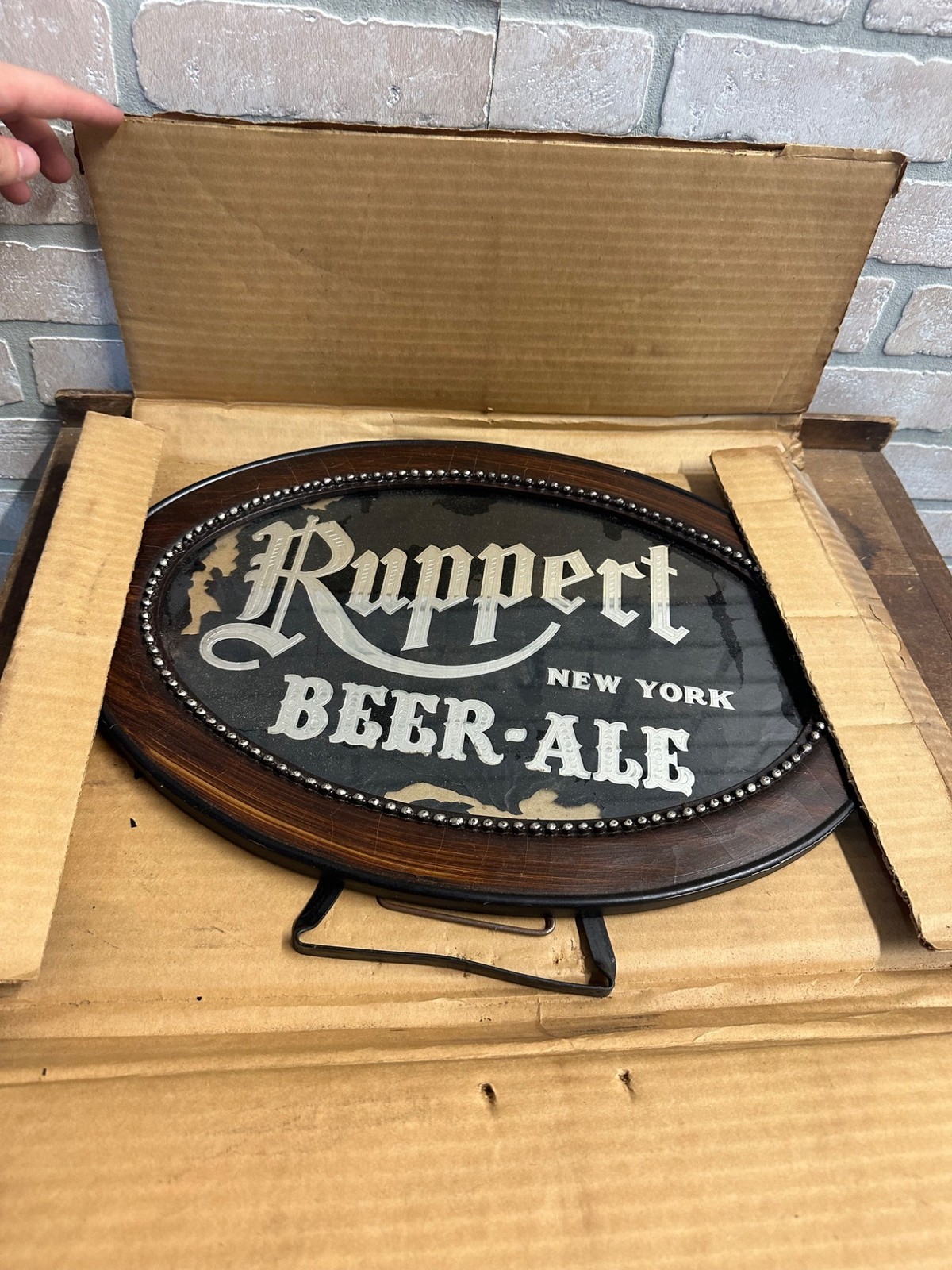 Vintage Ruppert Beer-Ale New York Reverse Painted on Glass w/ Original Box Vintage Ruppert Beer-Ale New York Reverse Painted on Glass w/ Original Box