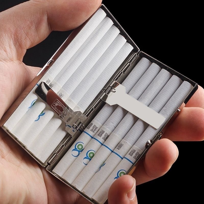 Corrugated Silver Copper Cigarette Box Metal Tobacco Case Hold 10Pcs Cigars