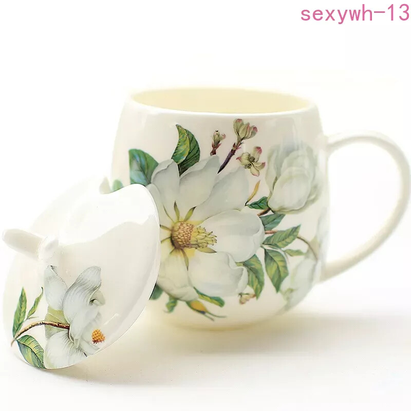 400ml Bone China Cup Spoon Set Luxury Ceramic Mug Top-grade Porcelain Tea Cup