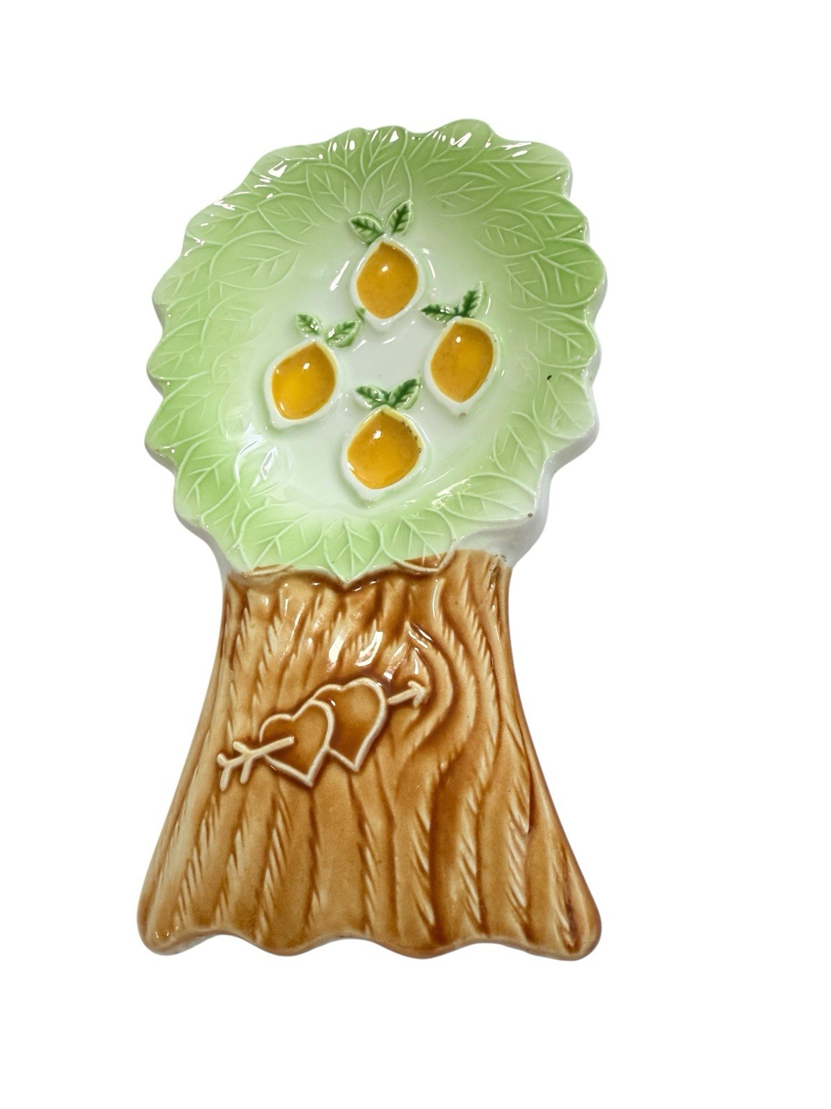 Vintage Enesco Ceramic Lemon Tree Spoon Rest Made In Japan Hearts