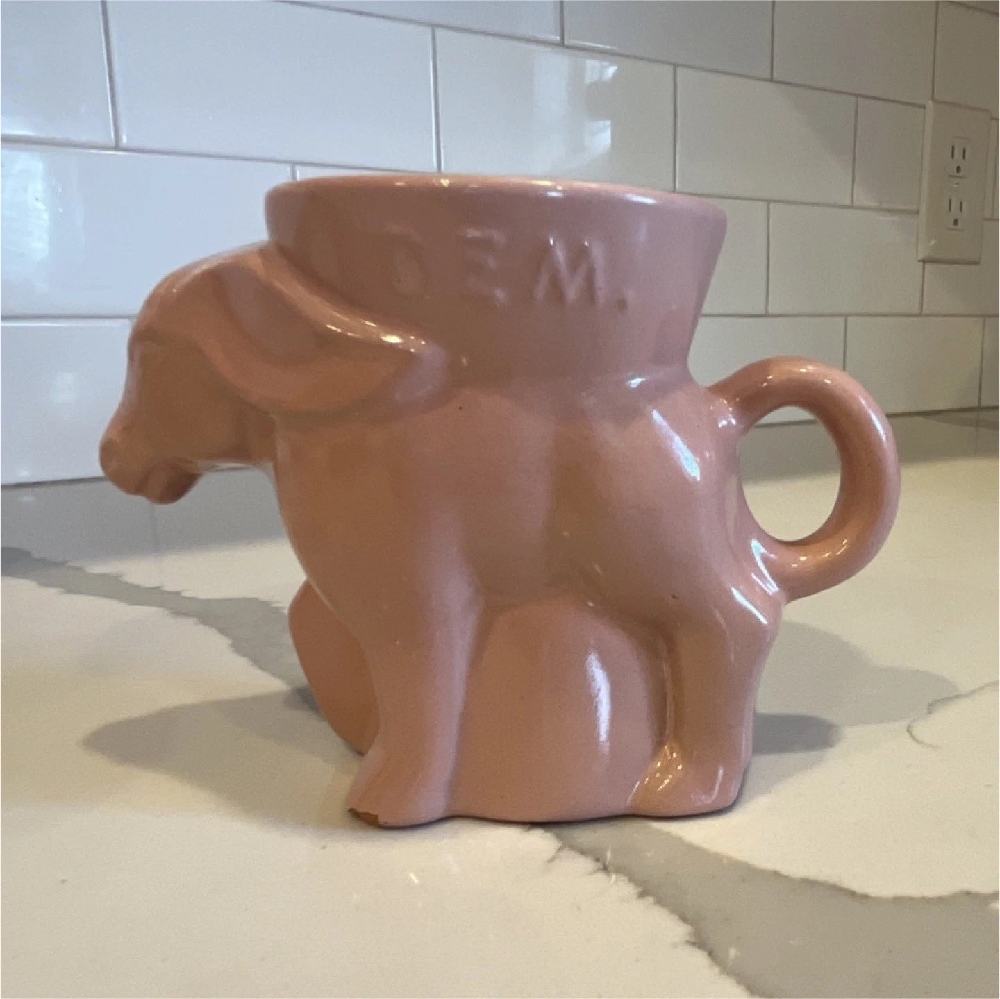 Frankoma Figural Donkey Political Mug Pink Ceramic Solid Color Handle
