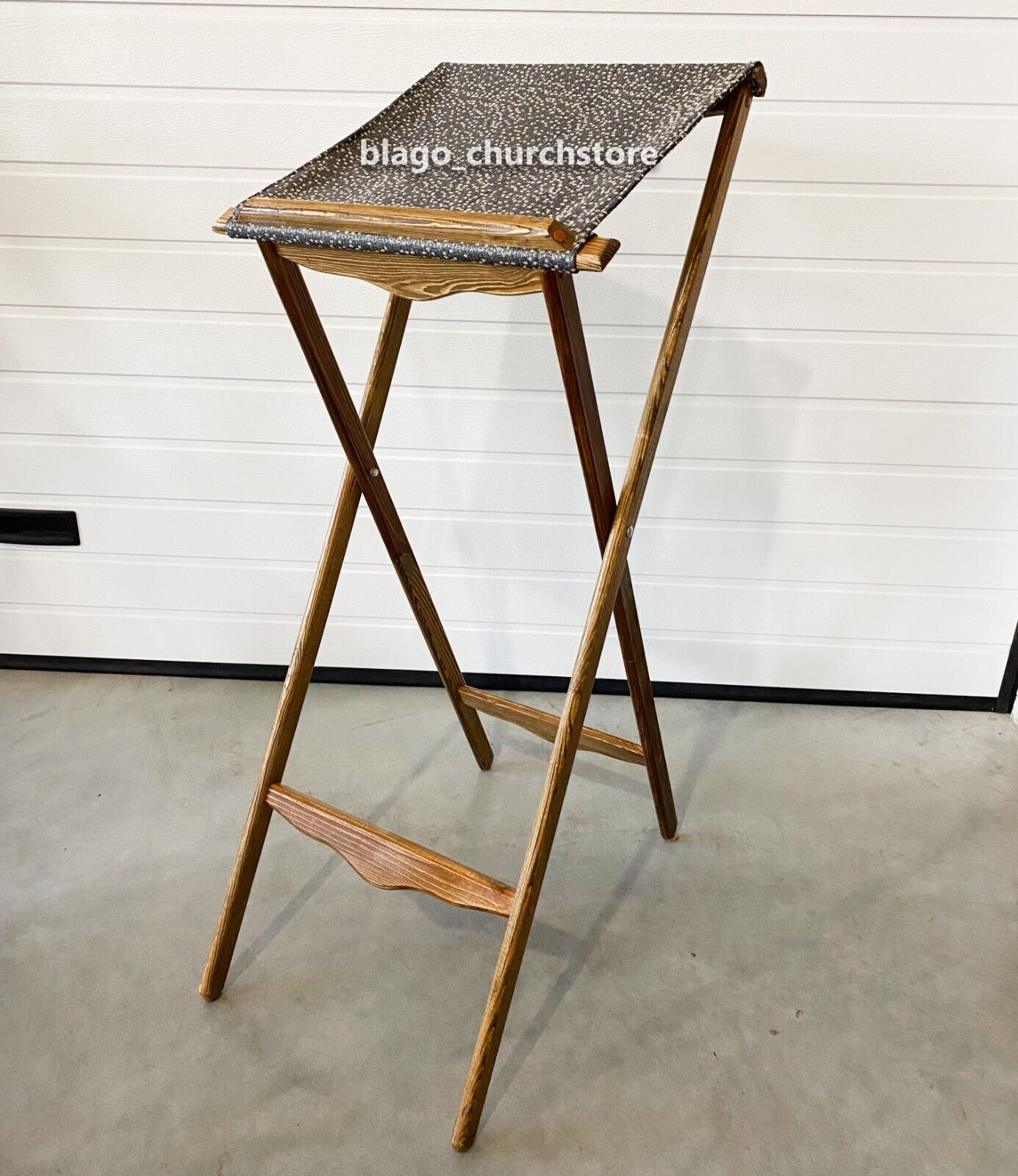 Church Portable Lectern Icon or Book Stand Wood Anologion with Fabric