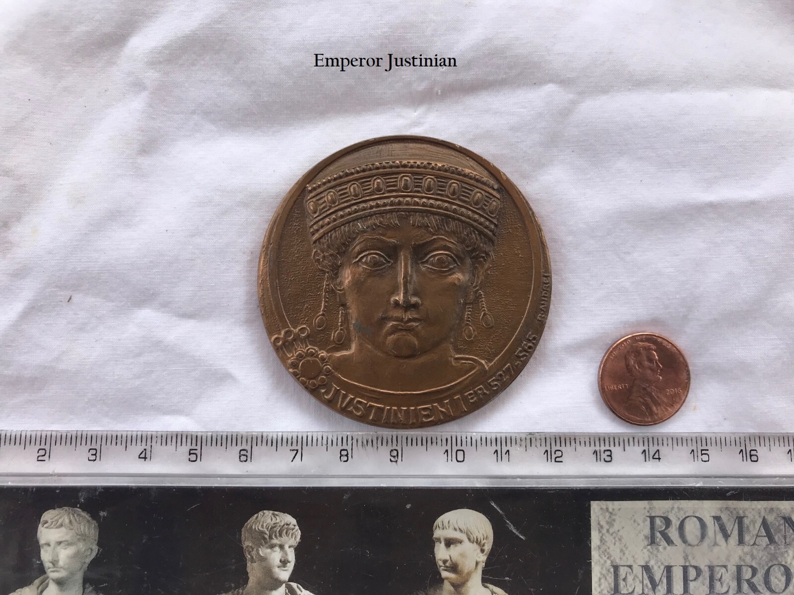 Huge Greek Roman Byzantine Renaissance Medallion Emperor Justinian Laurel Wreath Huge Greek Roman Byzantine Renaissance Medallion Emperor Justinian Laurel Wreath